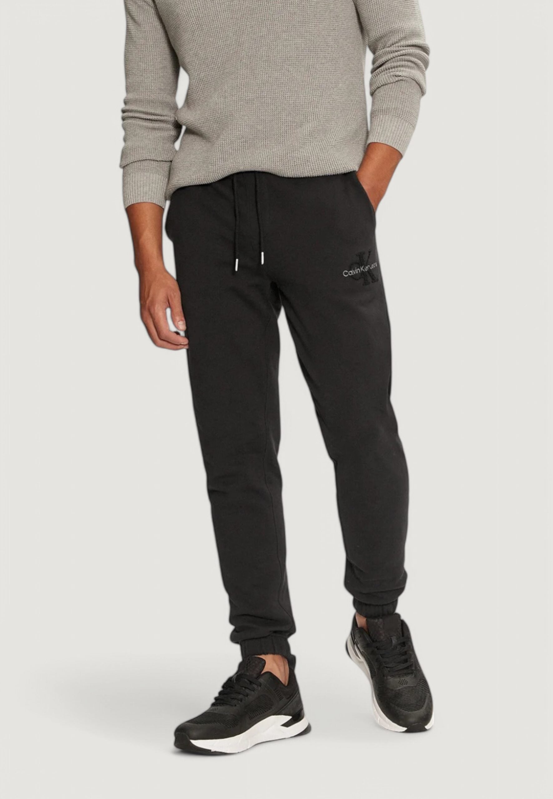 カルバン・クライン ジーンズ シェニール モノロゴ スウェットパンツ - ブラック