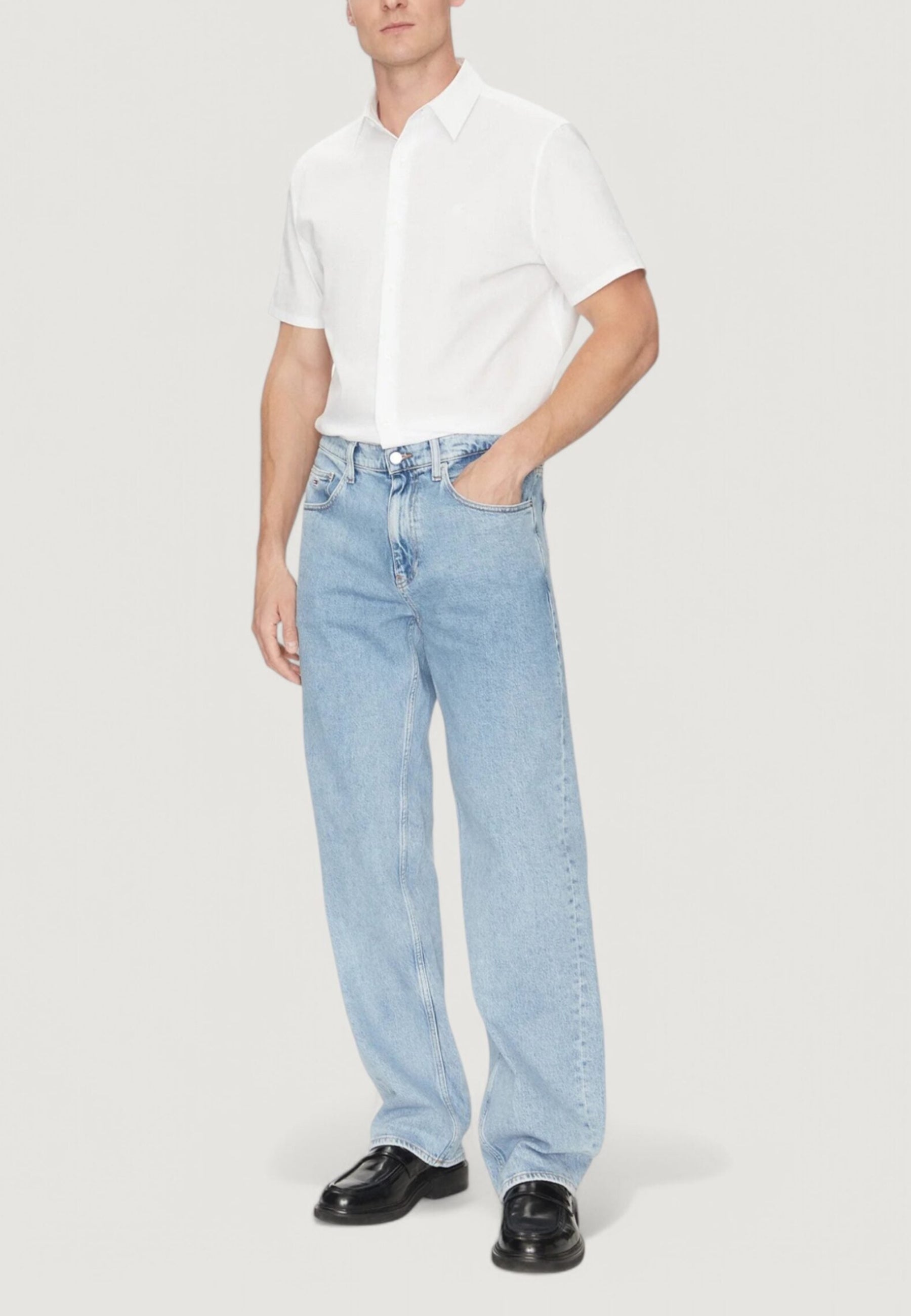 Calvin Klein Solid Stretch Short Sleeve Shirt - White