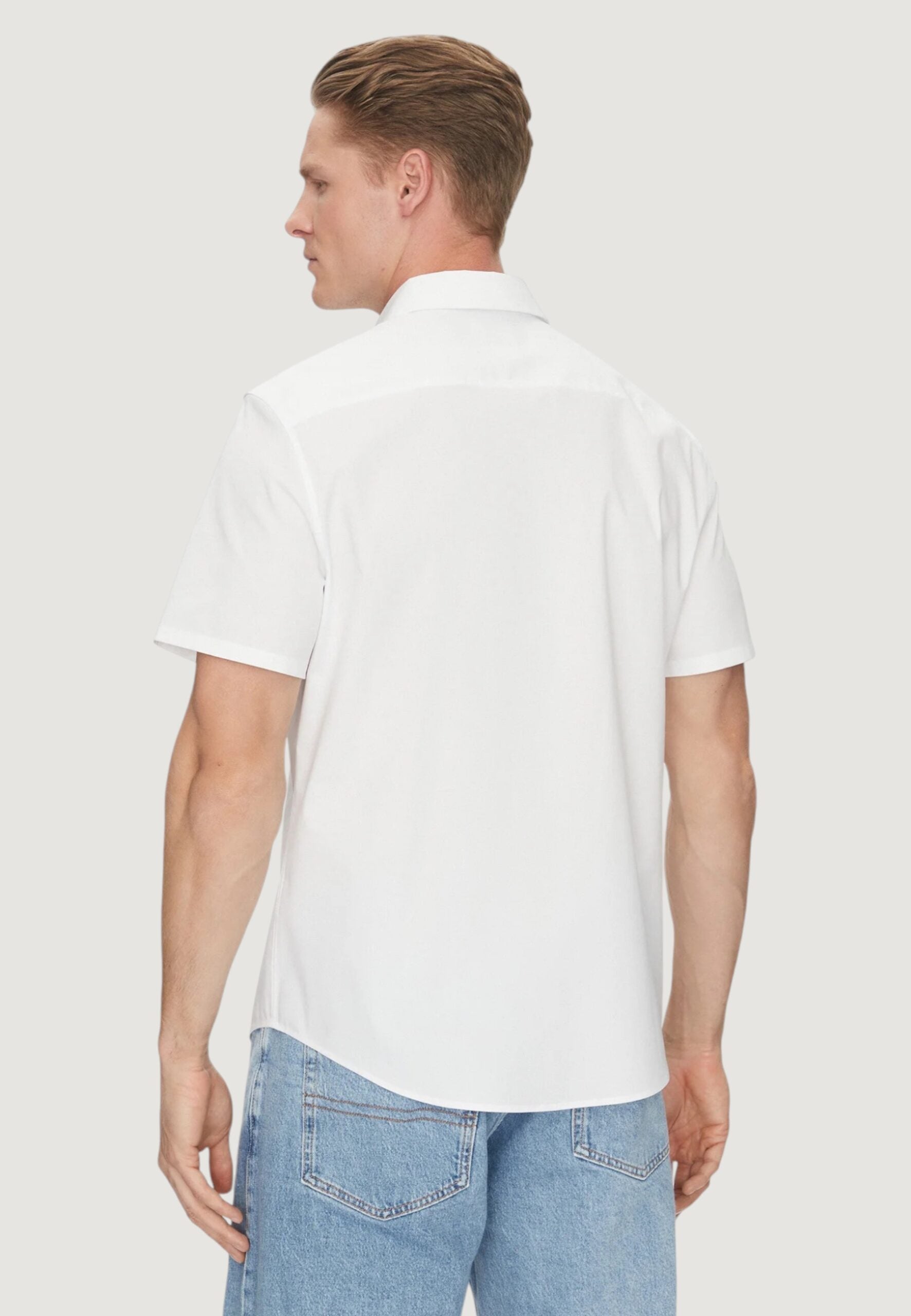 Calvin Klein Solid Stretch Short Sleeve Shirt - White