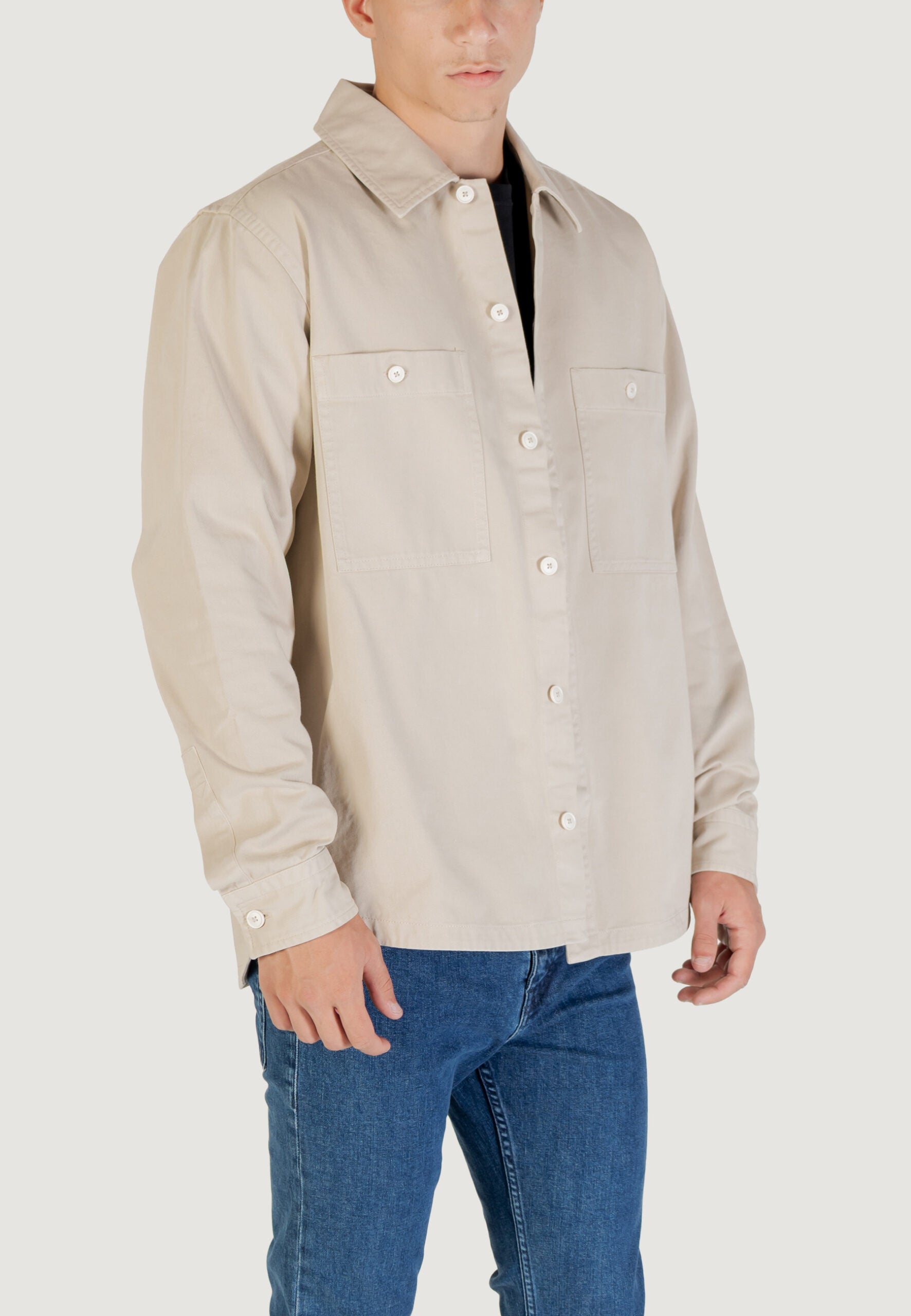 BOSS メンズ ライトベージュ 長袖シャツ