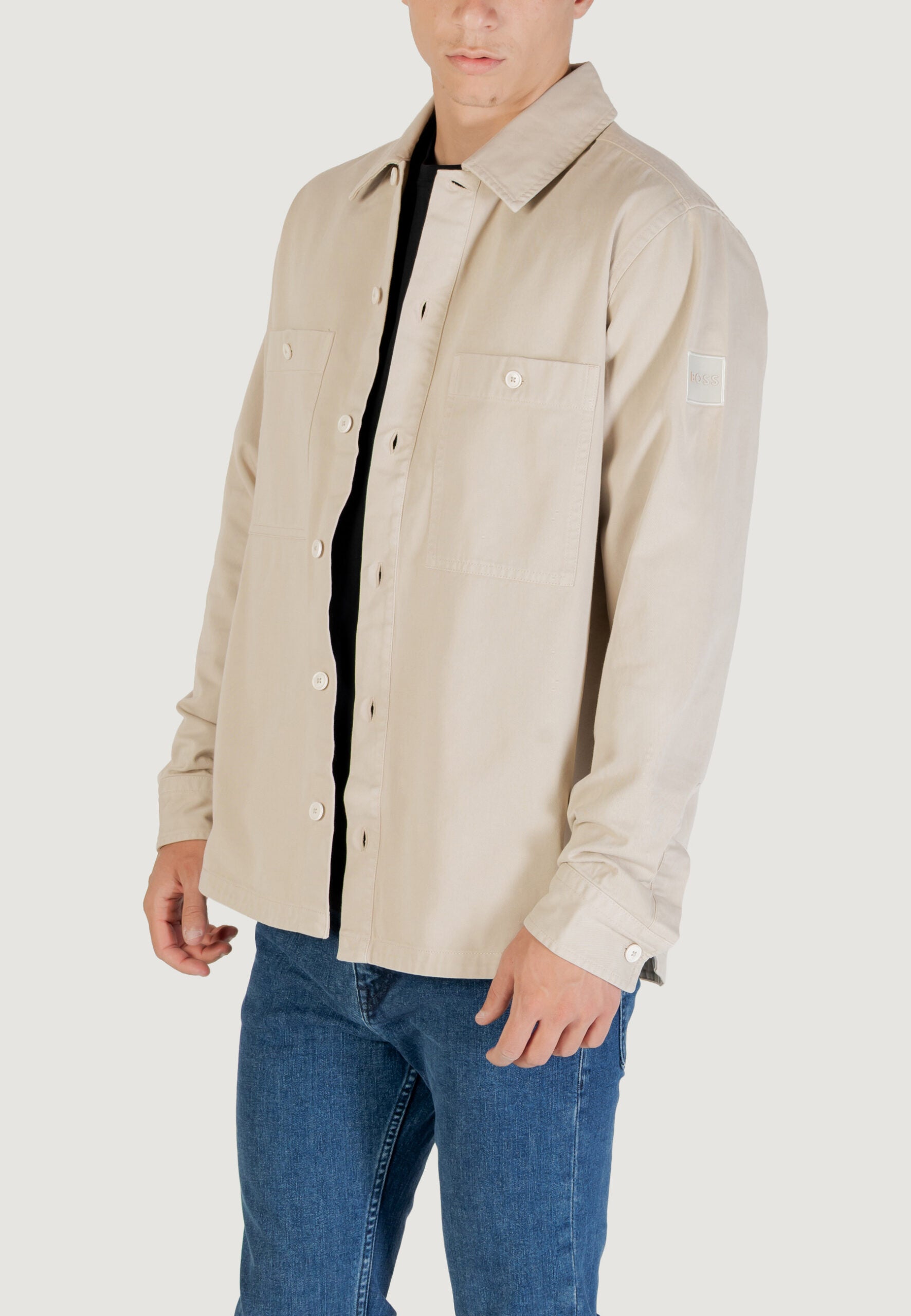 BOSS メンズ ライトベージュ 長袖シャツ