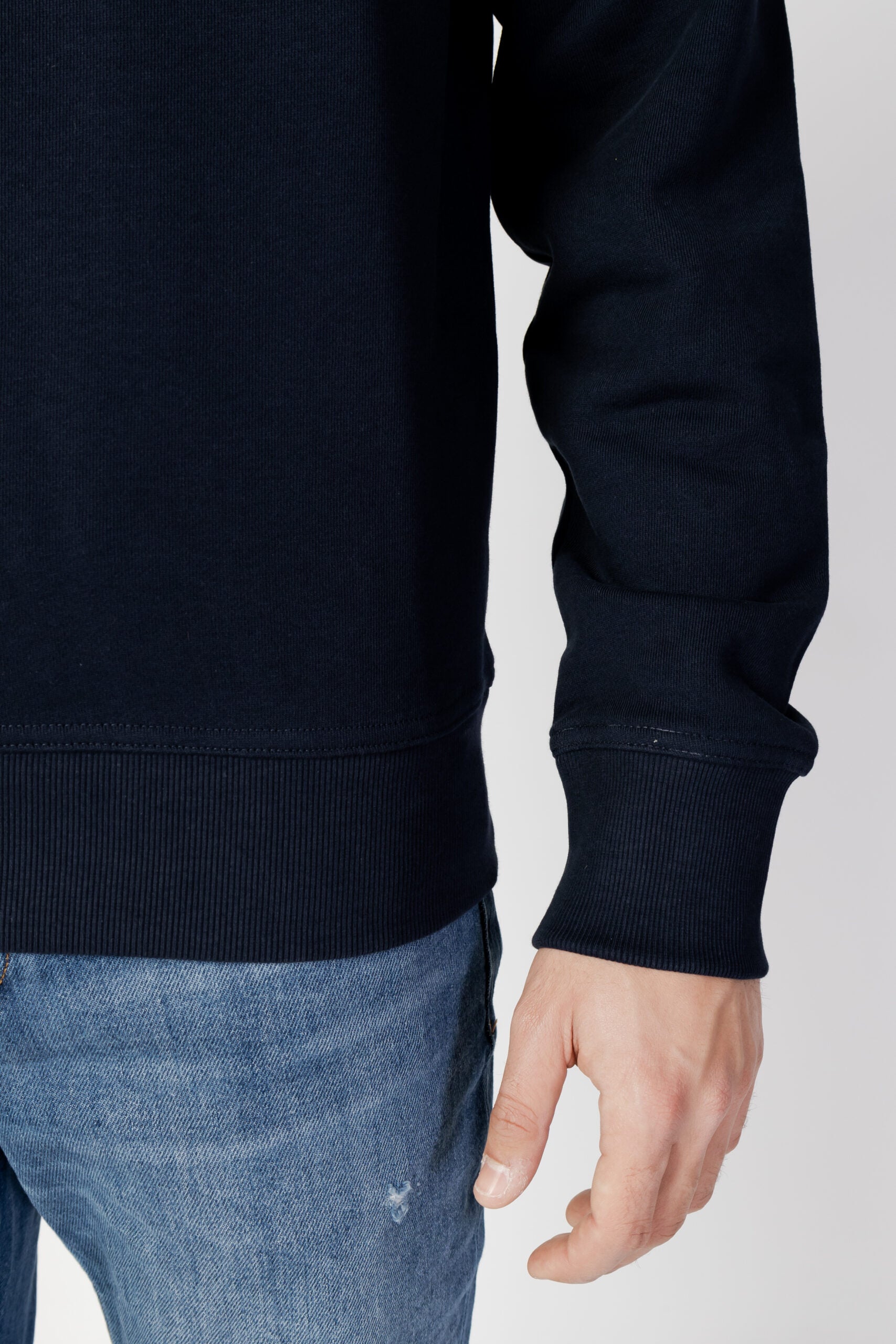 BOSS メンズ ネイビーブルー ジャージー クルーネック パーカー