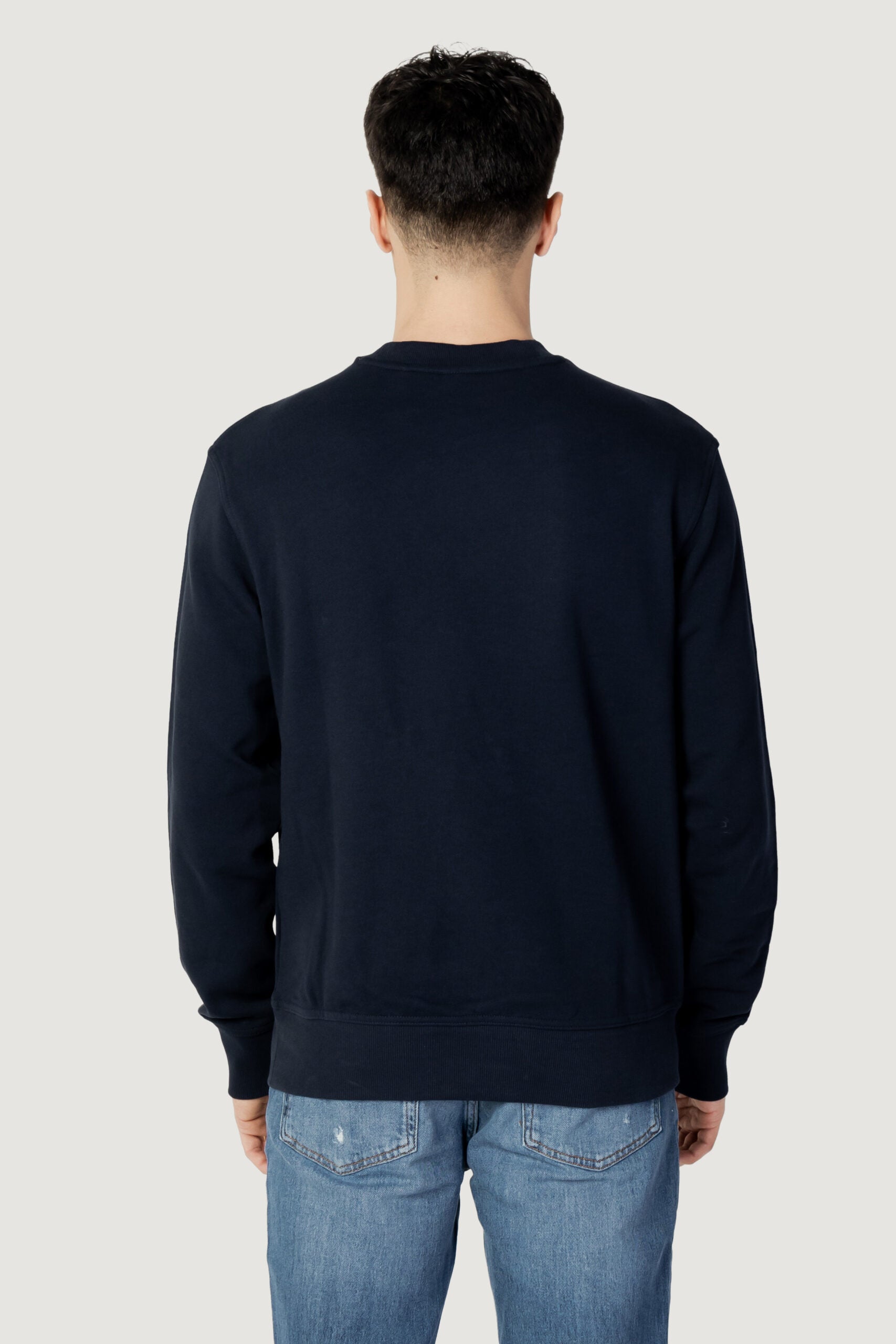 BOSS メンズ ネイビーブルー ジャージー クルーネック パーカー