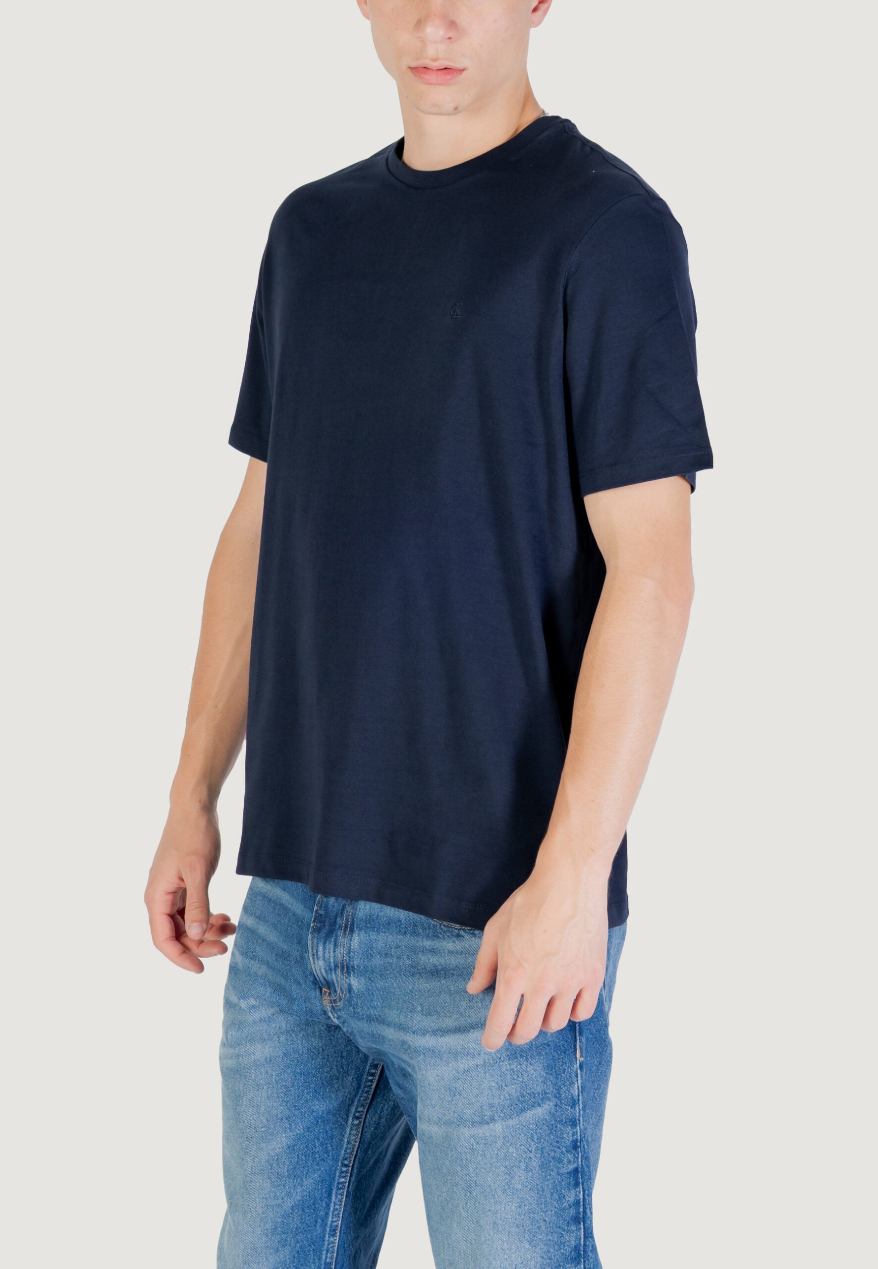 Calvin Klein Jeans Men's Dark Blue Smooth Cotton Solid T-Shirt