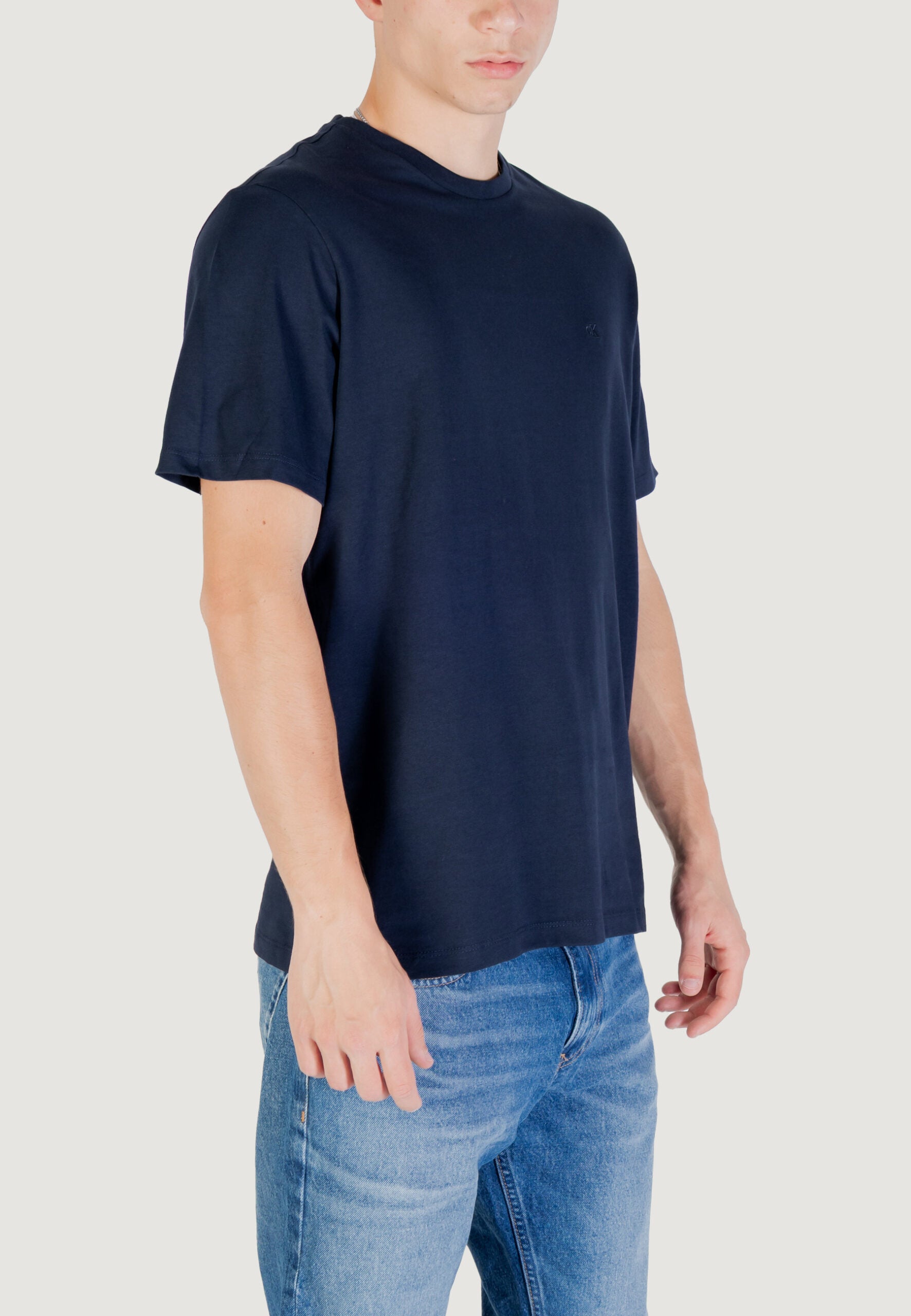 Calvin Klein Jeans Men's Dark Blue Smooth Cotton Solid T-Shirt