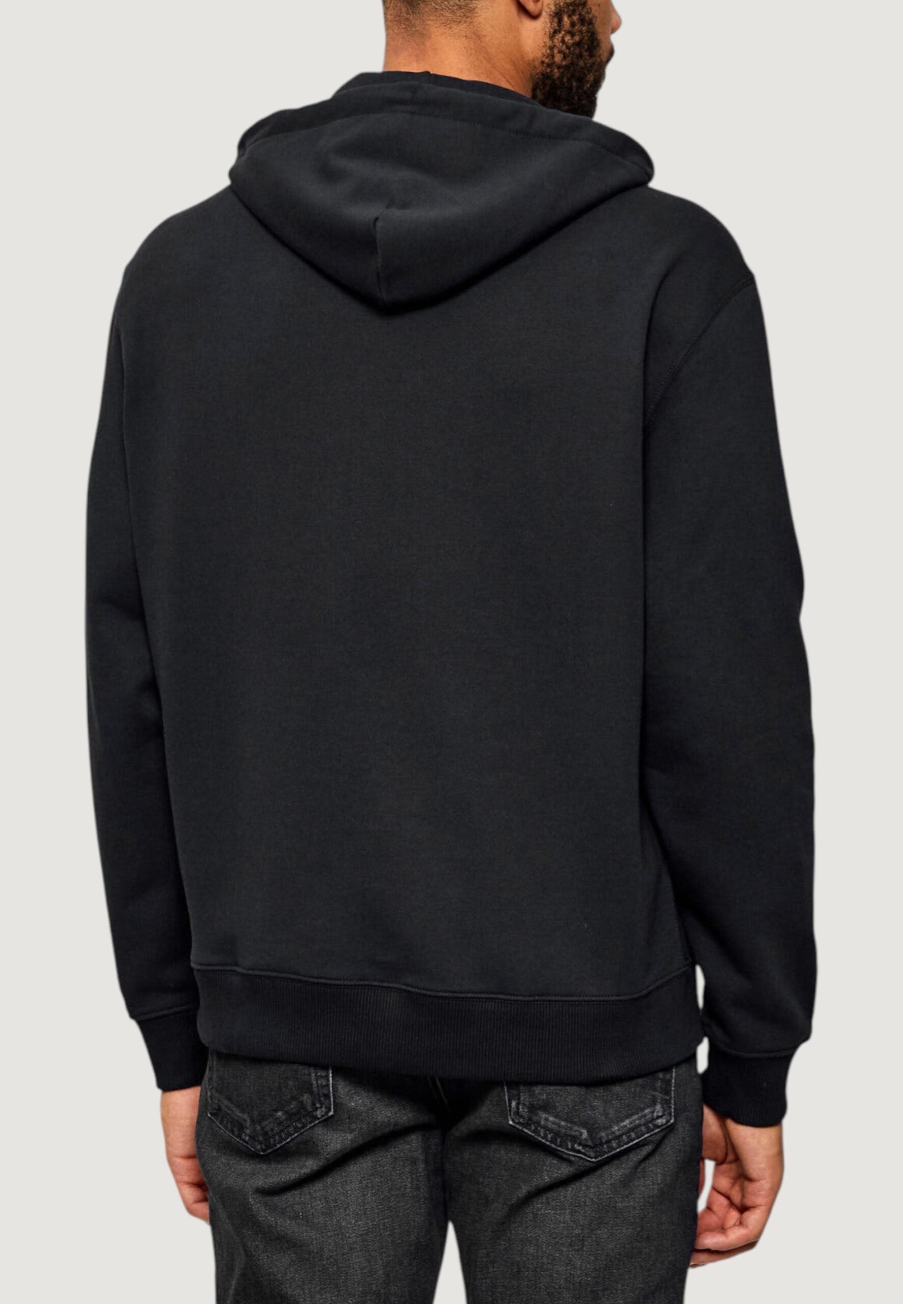 Calvin Klein Jeans Men's Black LS EU 350TERRY MICRO MONOLOGUE HO Hoodie