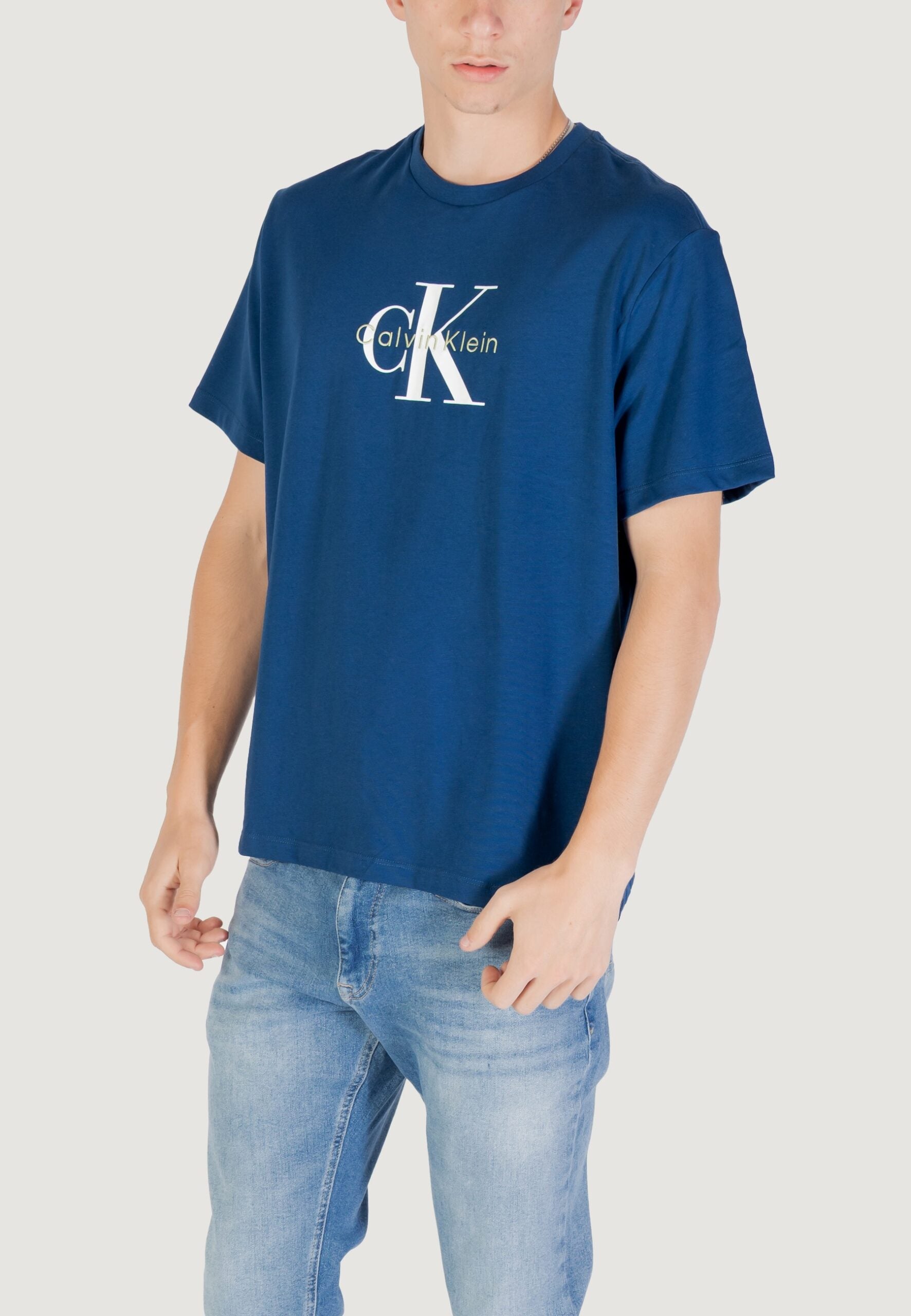 Calvin Klein Jeans Men's Blue Hero Monologue T-Shirt - Short Sleeve Logo Tee
