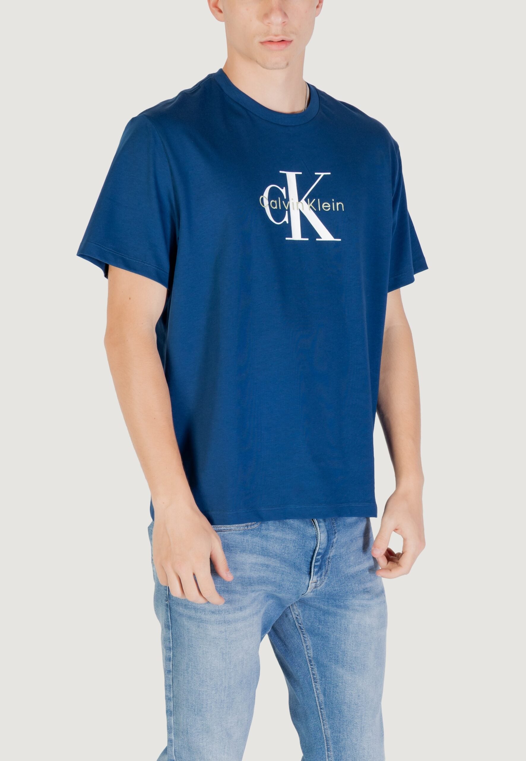 Calvin Klein Jeans Men's Blue Hero Monologue T-Shirt - Short Sleeve Logo Tee