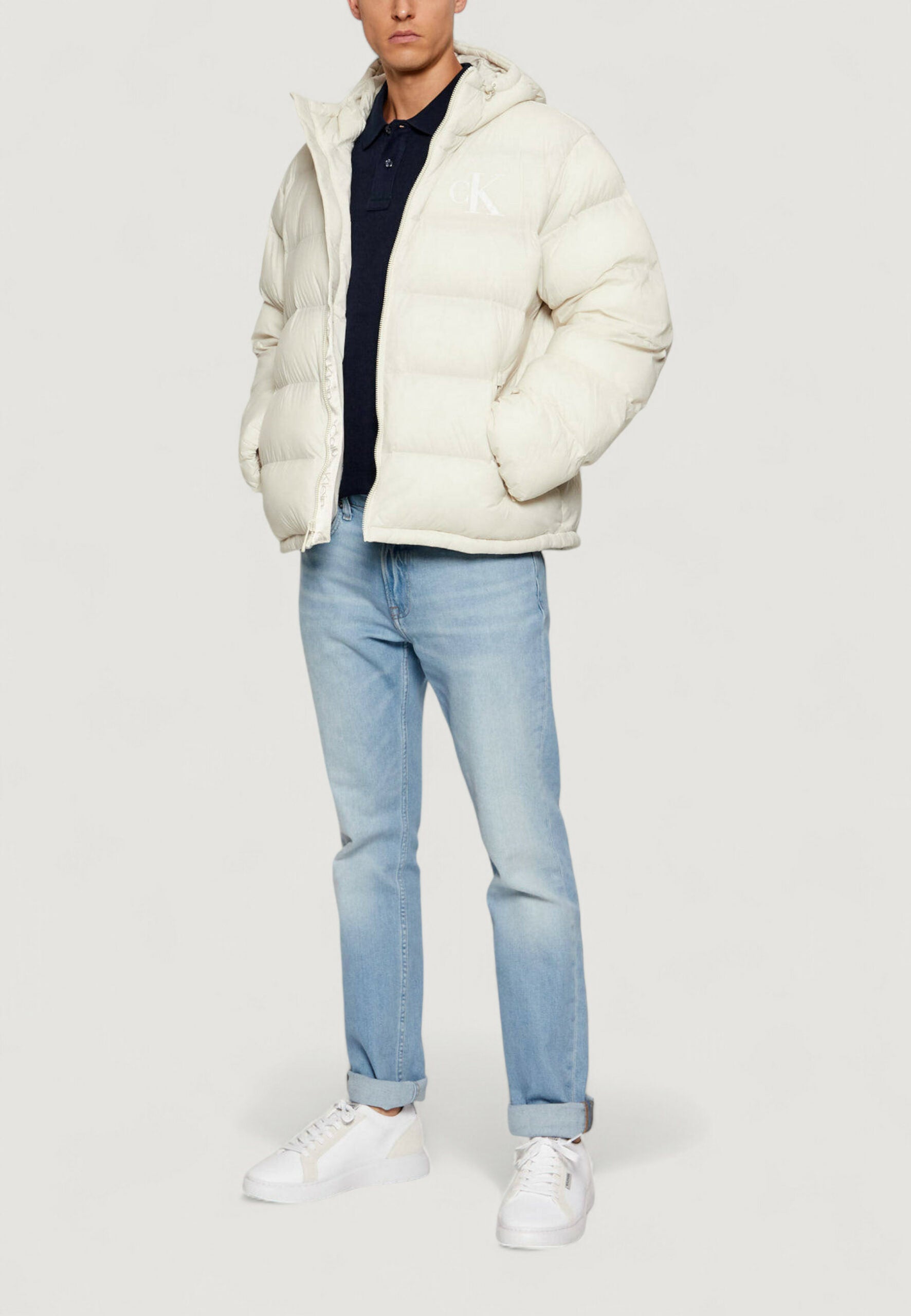 Calvin Klein Jeans Men's Cream Monogram Down Jacket