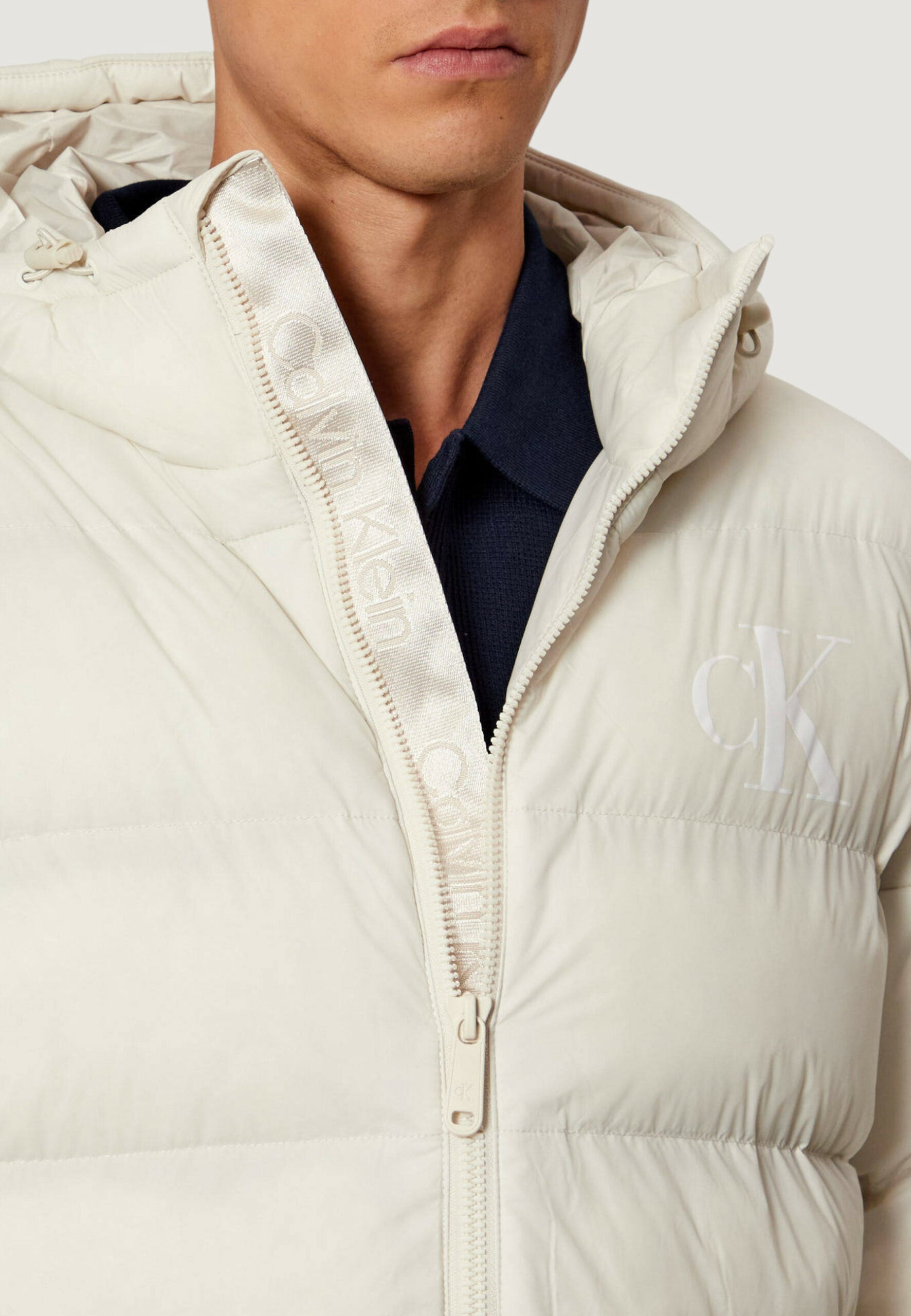 Calvin Klein Jeans Men's Cream Monogram Down Jacket
