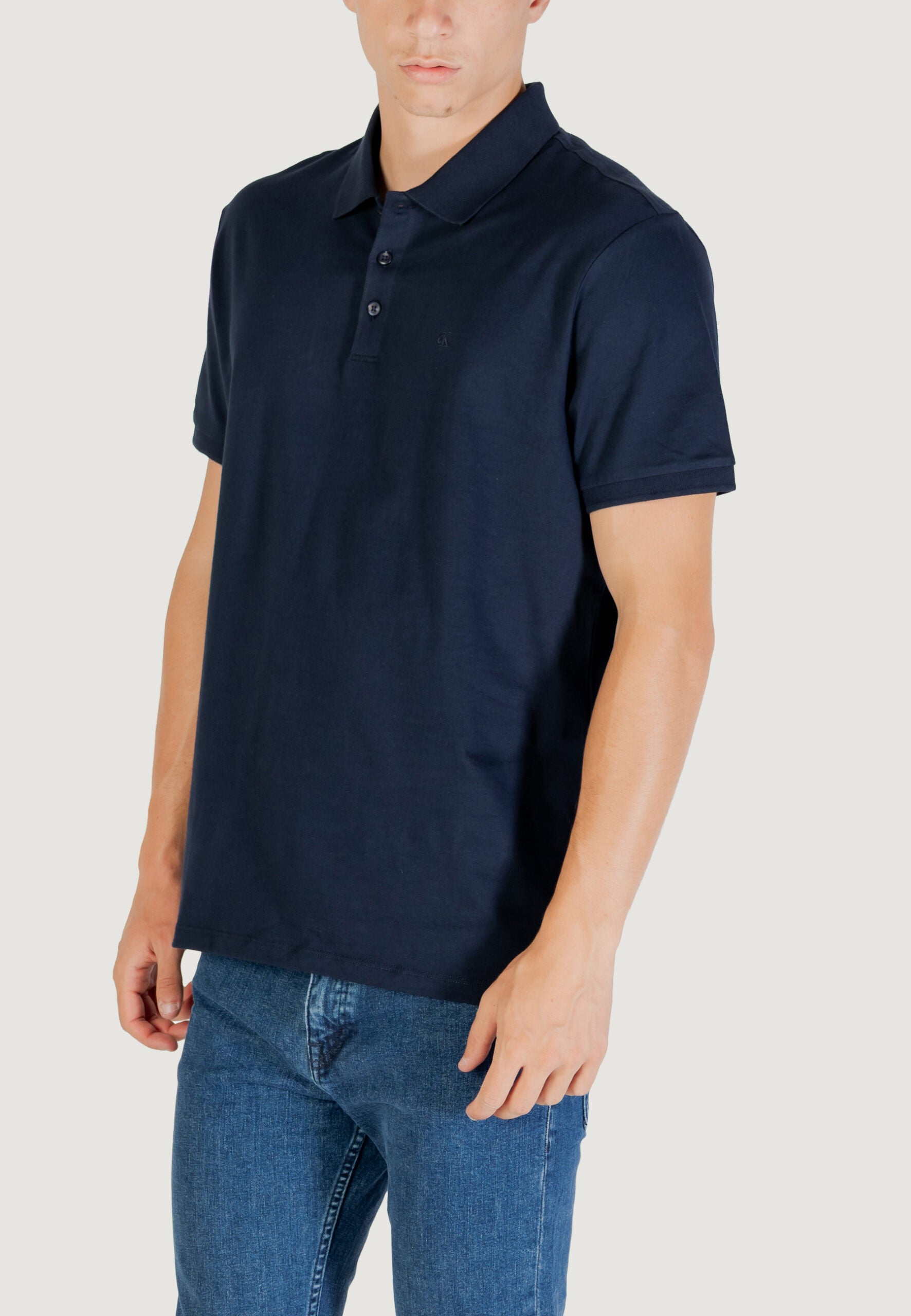 Calvin Klein Men's Dark Blue Monogram Polo Shirt - Short Sleeve