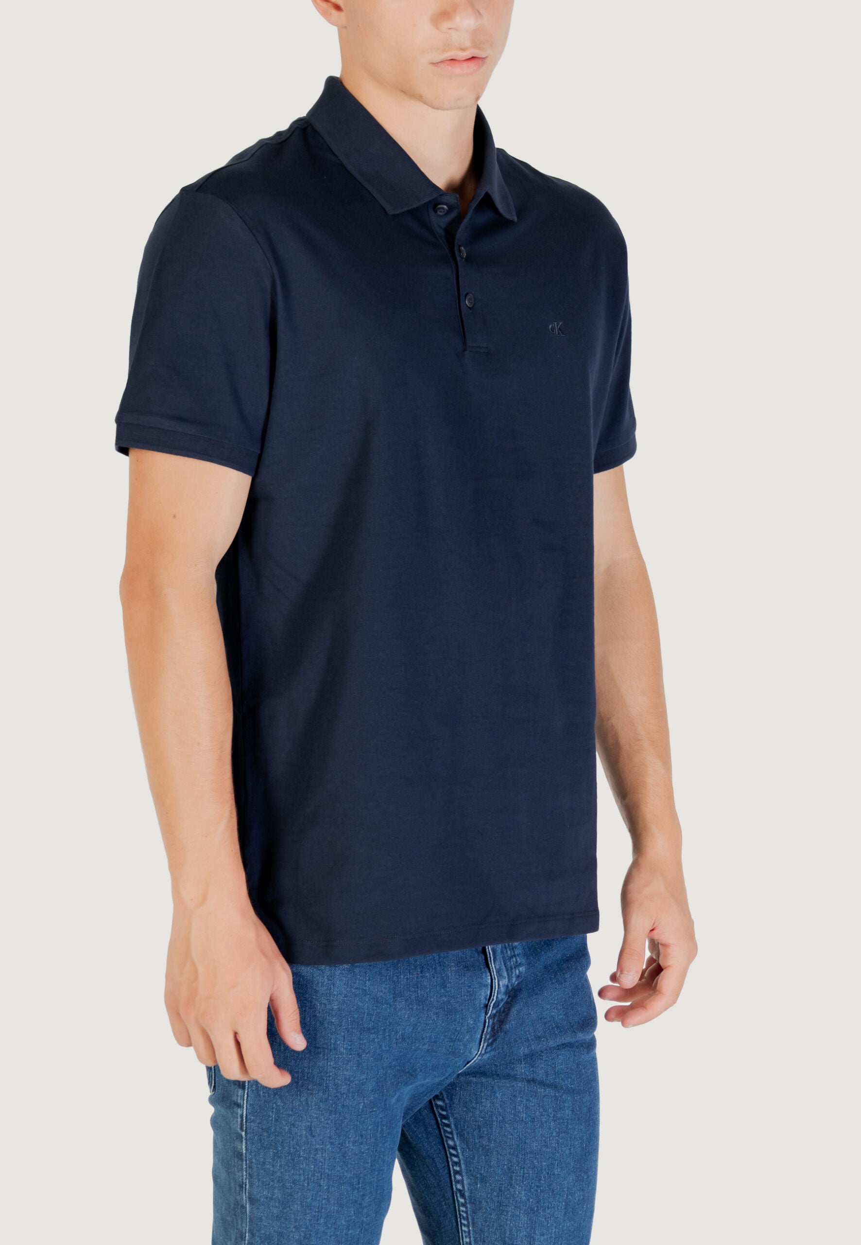 Calvin Klein Men's Dark Blue Monogram Polo Shirt - Short Sleeve