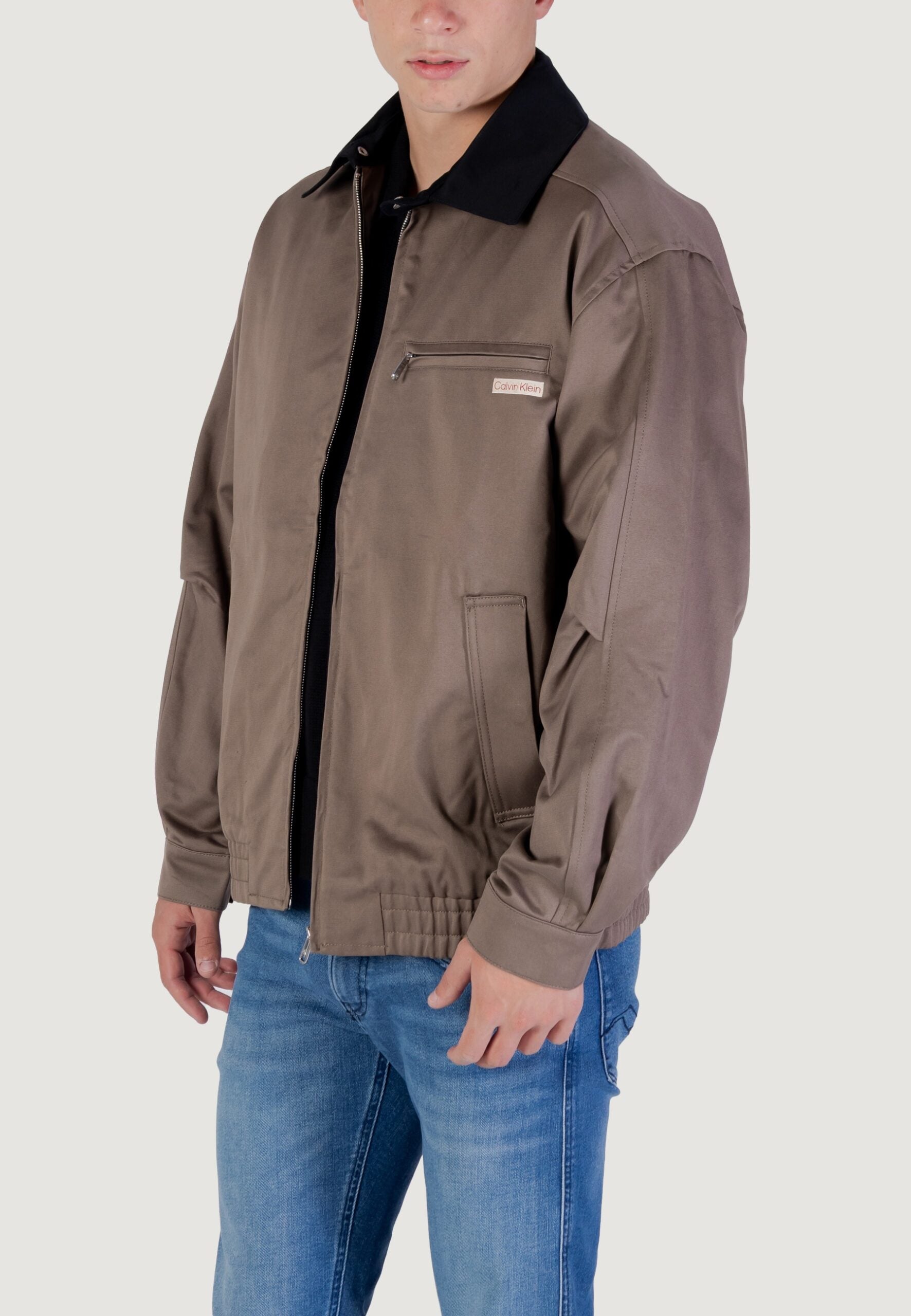 Calvin Klein Jeans Men's Earth Mud Cotton Full Zip Jacket