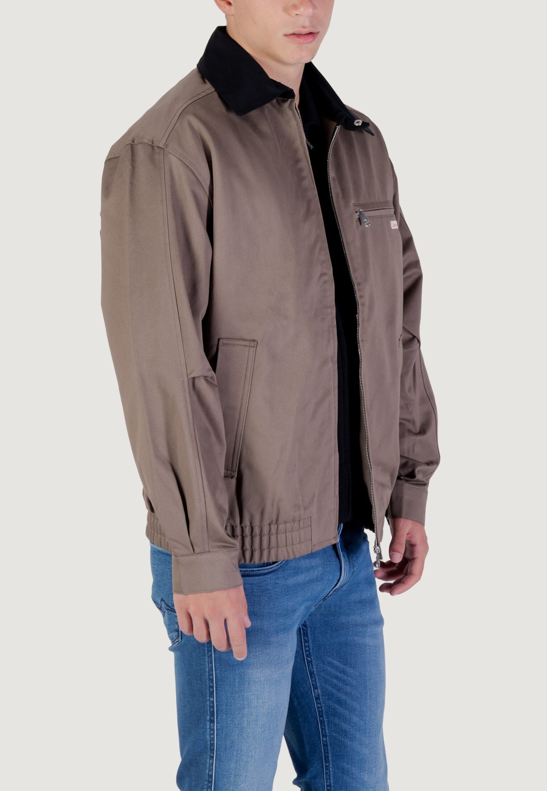 Calvin Klein Jeans Men's Earth Mud Cotton Full Zip Jacket