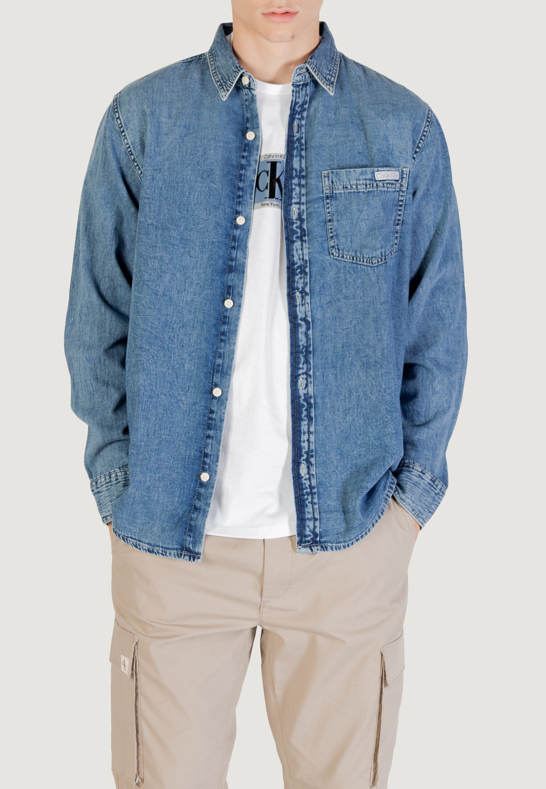 Calvin Klein Jeans Men's Indigo Casual Classic Long Sleeve Shirt