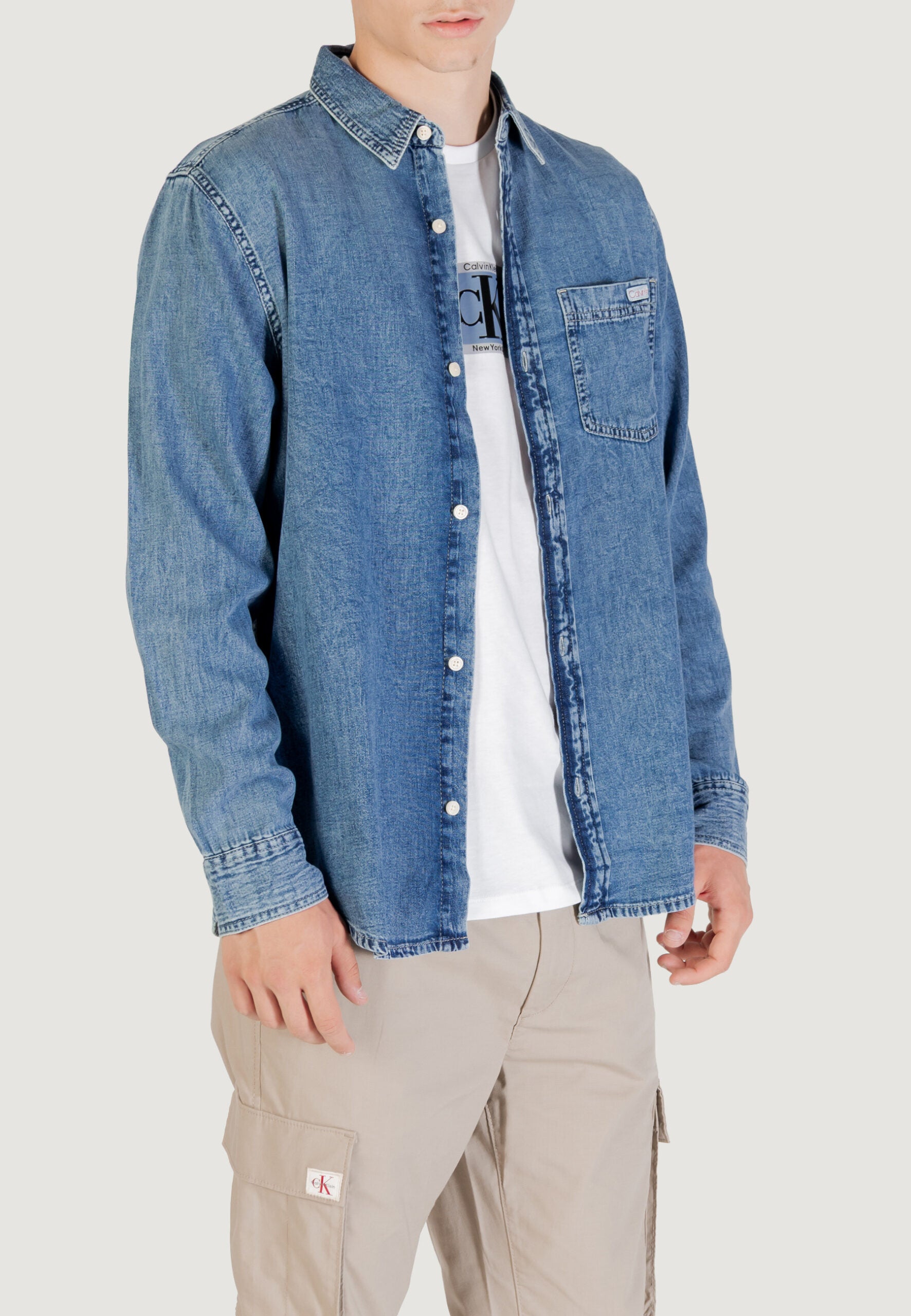 Calvin Klein Jeans Men's Indigo Casual Classic Long Sleeve Shirt