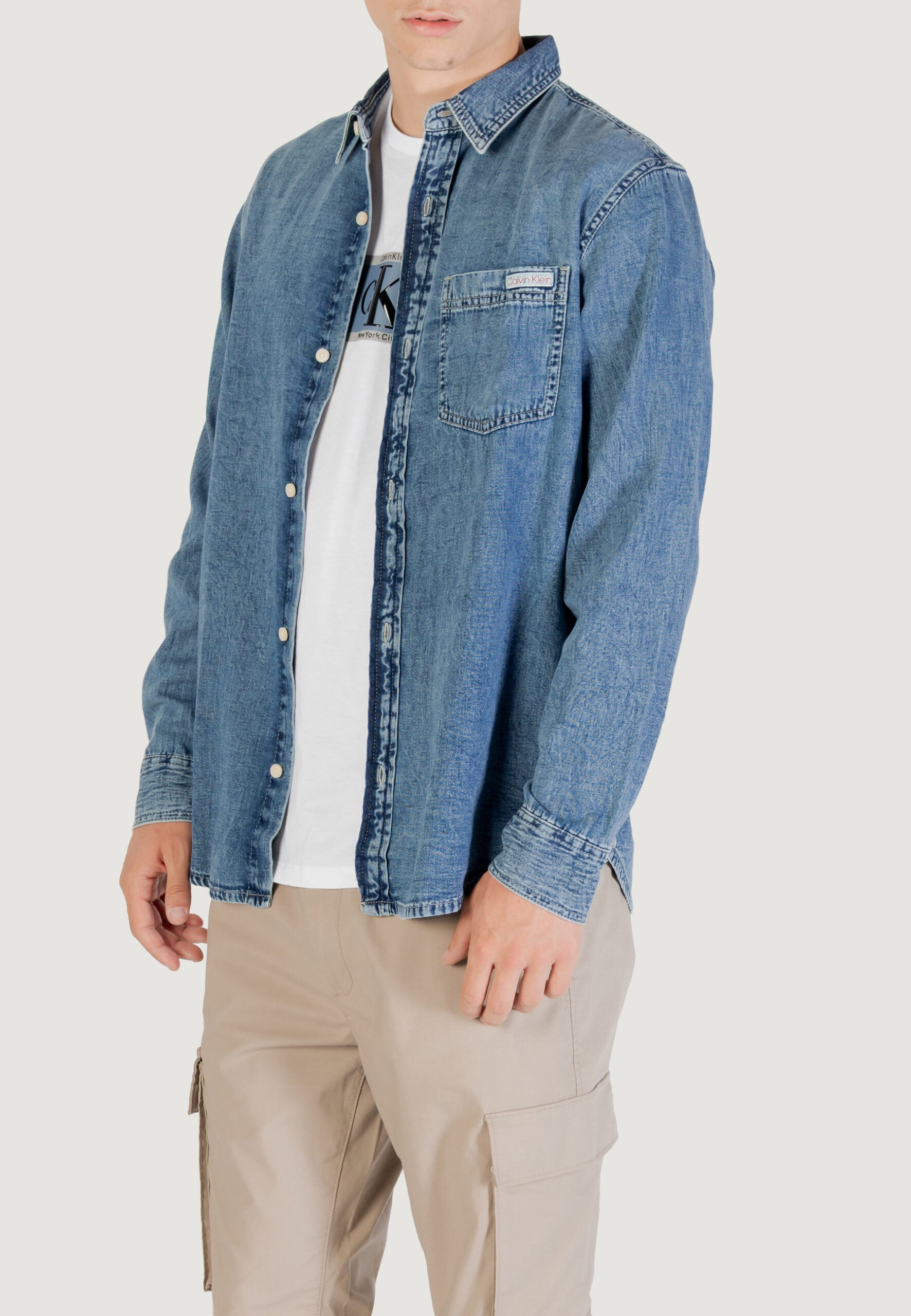 Calvin Klein Jeans Men's Indigo Casual Classic Long Sleeve Shirt