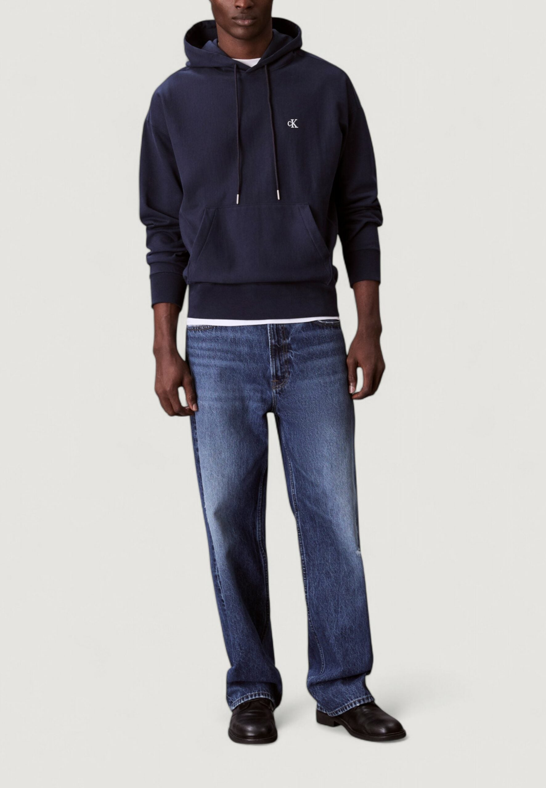 Calvin Klein Jeans Men's Premium Terry Monogram Hoodie - Dark Blue