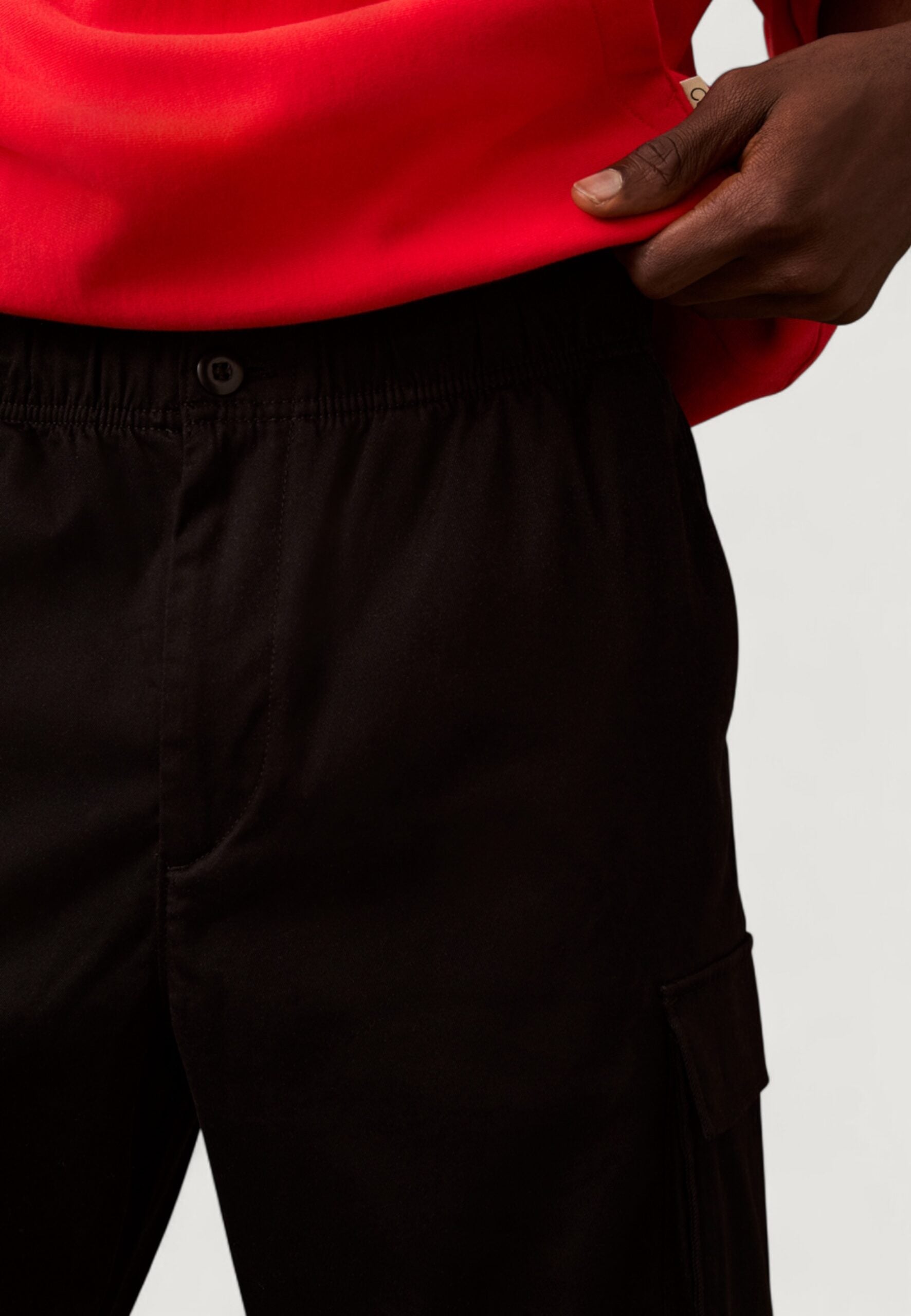 Calvin Klein Men's Black Cotton Straight Fit Pull-On Pants