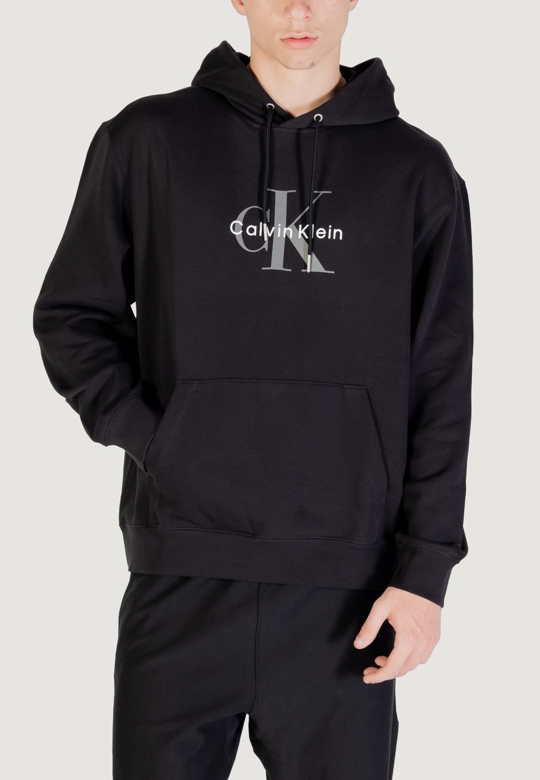 Calvin Klein Men's Black Monologue Hoodie - Long Sleeve Logo Sweatshirt