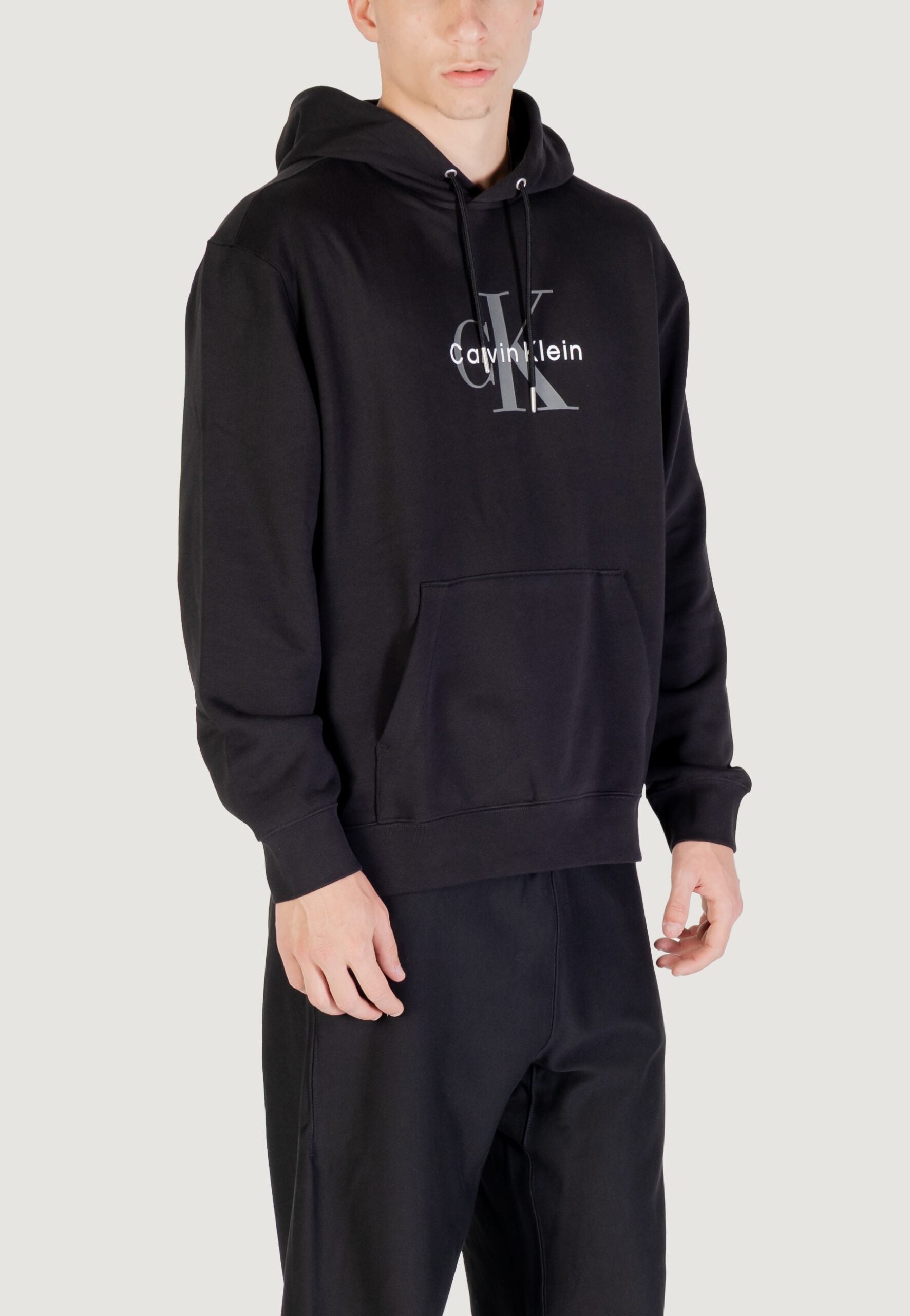 Calvin Klein Men's Black Monologue Hoodie - Long Sleeve Logo Sweatshirt