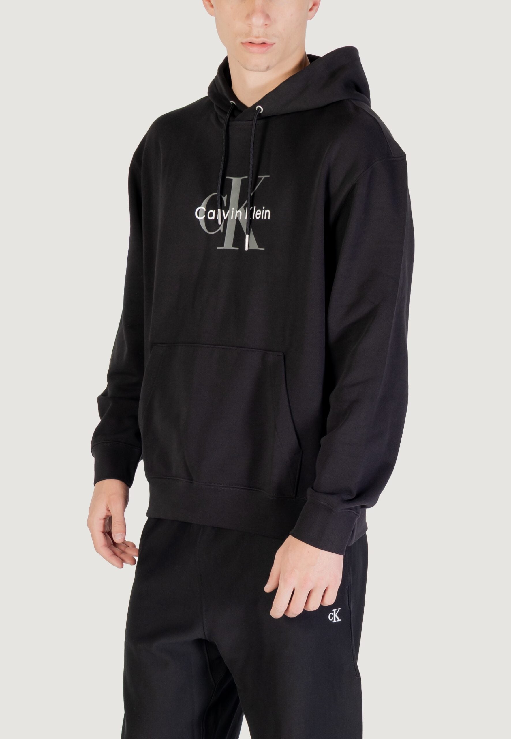 Calvin Klein Men's Black Monologue Hoodie - Long Sleeve Logo Sweatshirt