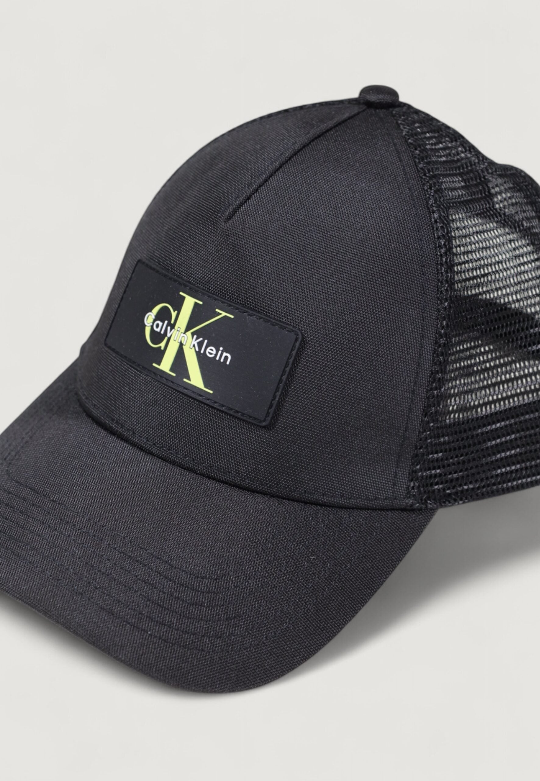 Calvin Klein Men's Black Nylon Peaked Cap - Large Stitch Patch Logo
