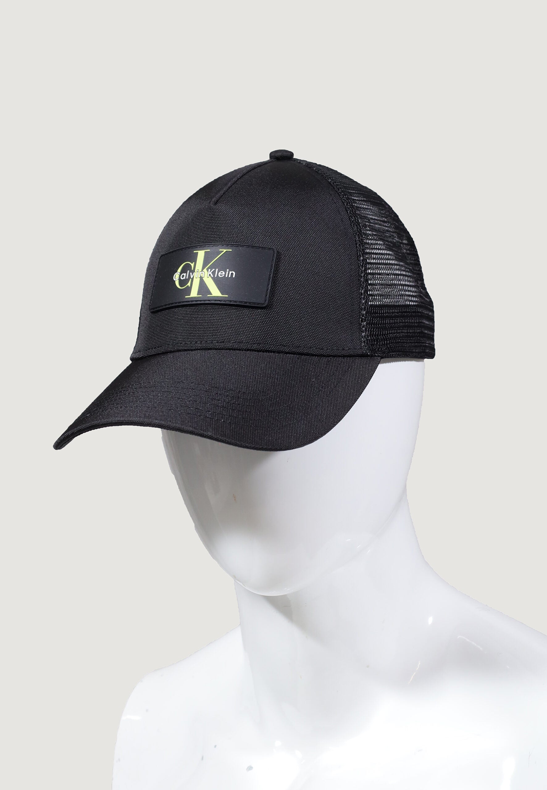 Calvin Klein Men's Black Nylon Peaked Cap - Large Stitch Patch Logo