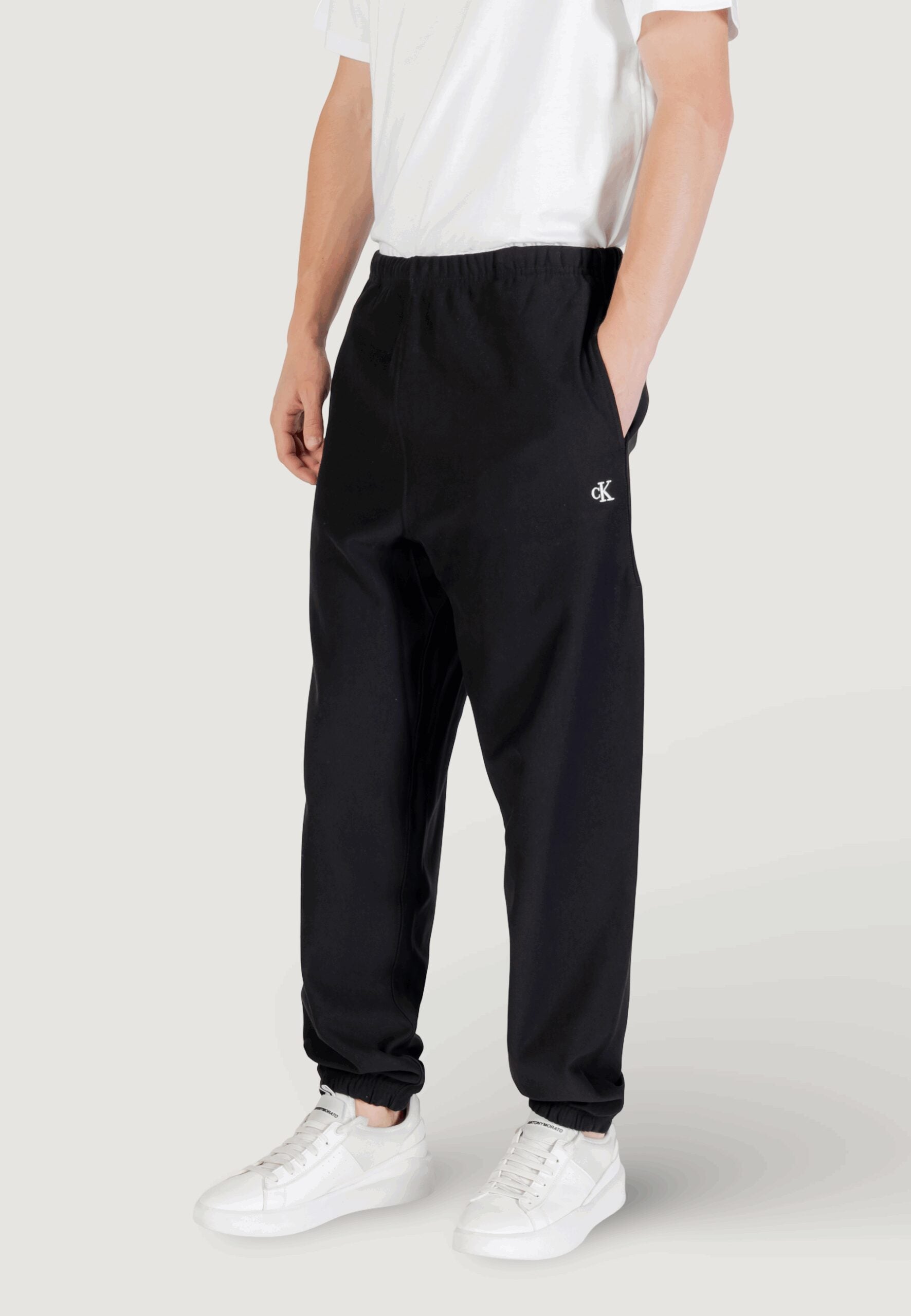 Calvin Klein Jeans Men's Black Premium Terry Sports Pants - Monogram Logo