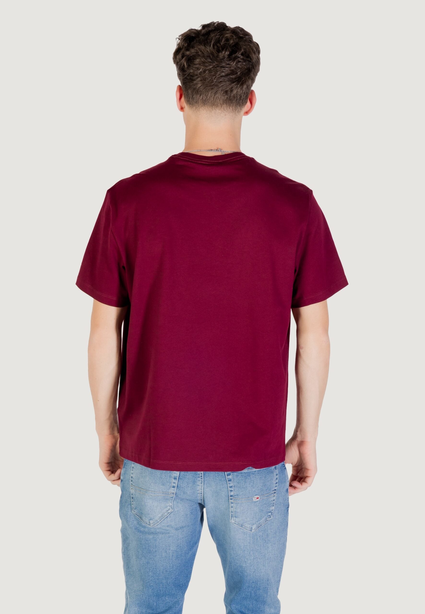 Calvin Klein Jeans Men's Bordeaux Hero Monologue T-Shirt - Short Sleeve Logo Tee