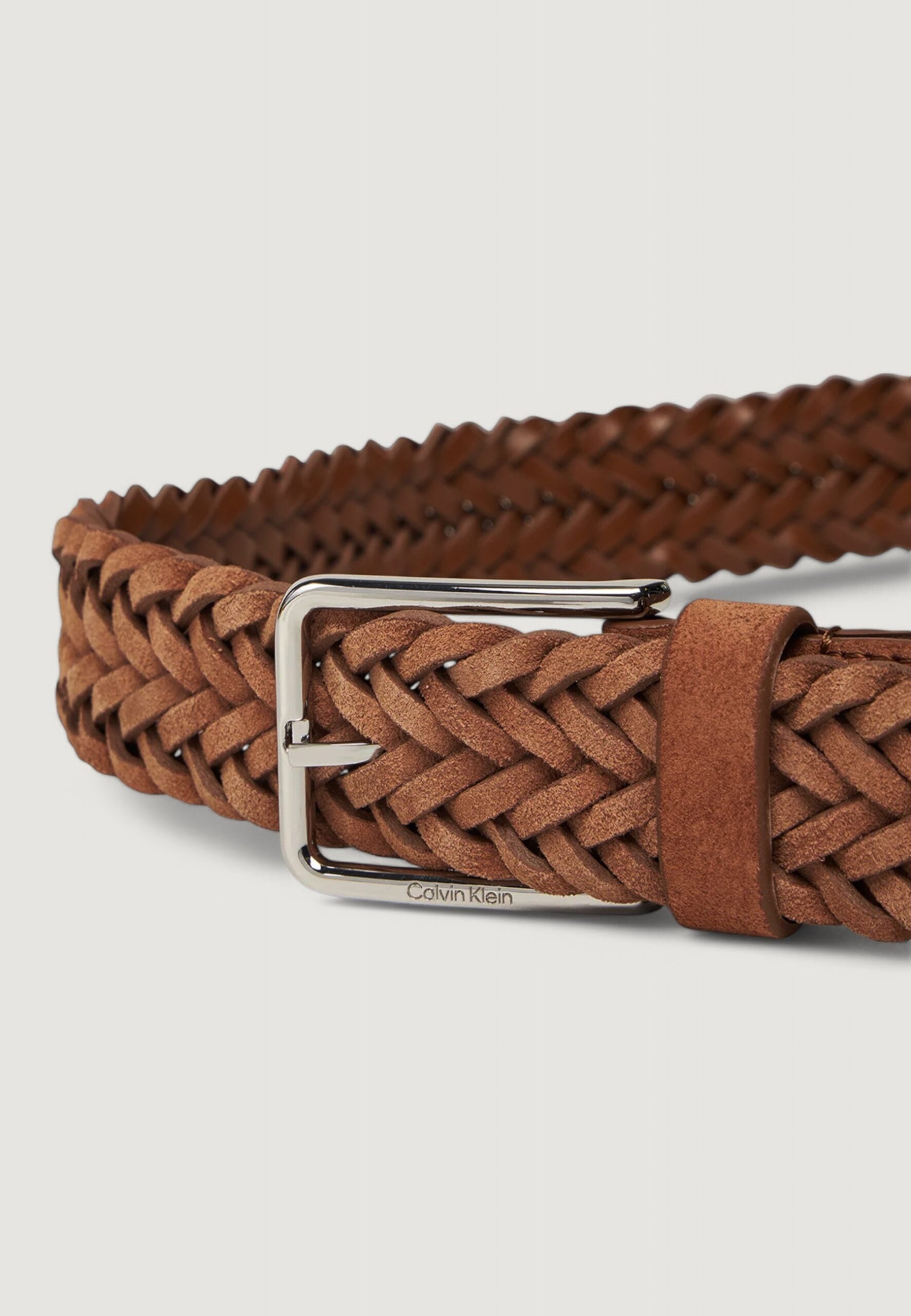 Calvin Klein Warmth Braided Suede Belt - Men's Brown | 35mm