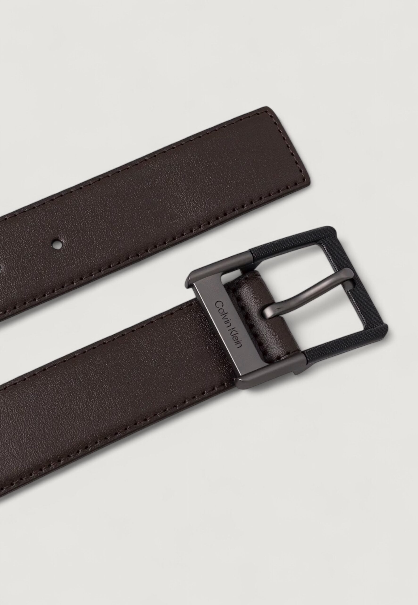 Calvin Klein Men's Classic Buckle Brown Leather Belt - 38mm