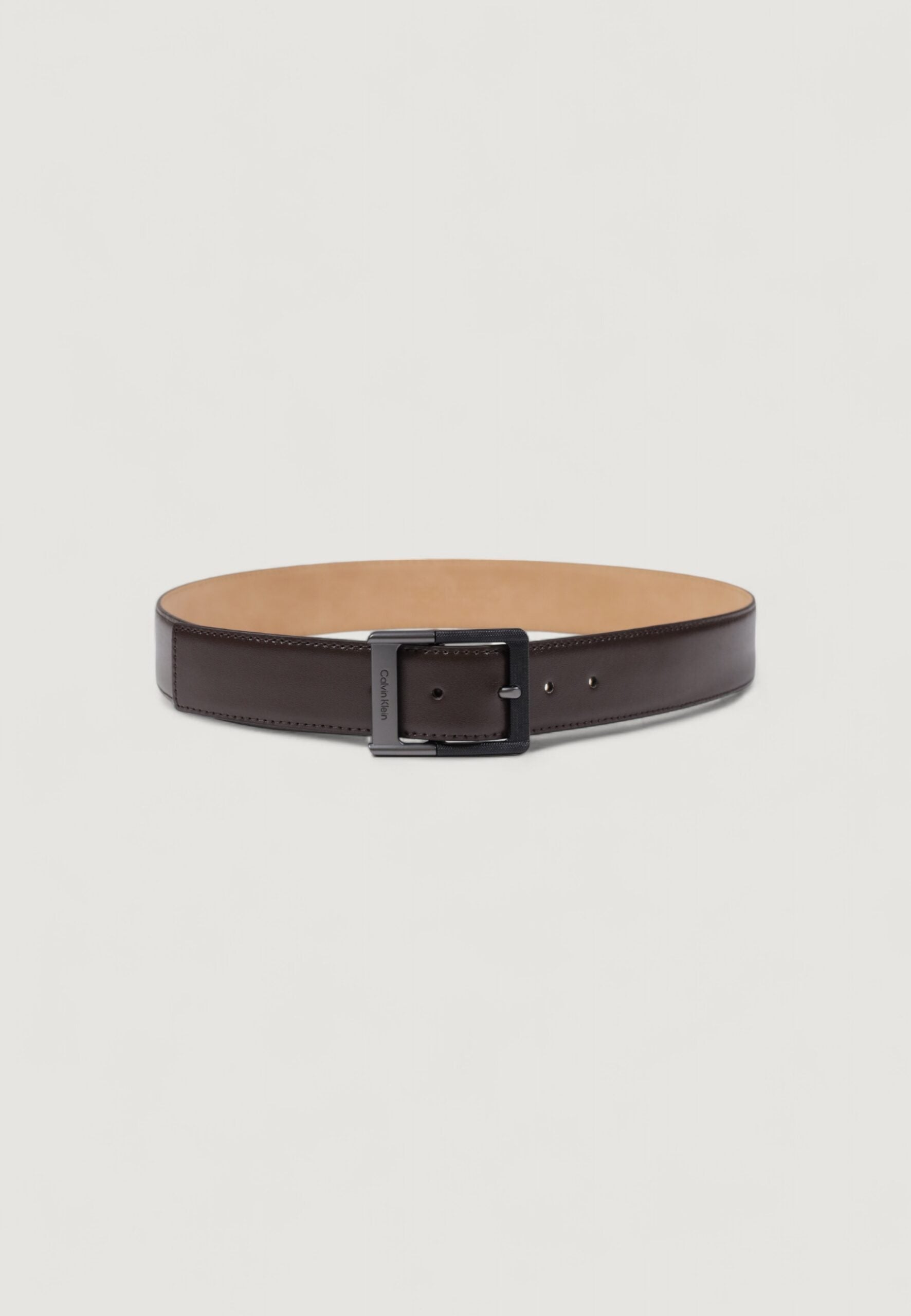 Calvin Klein Men's Classic Buckle Brown Leather Belt - 38mm