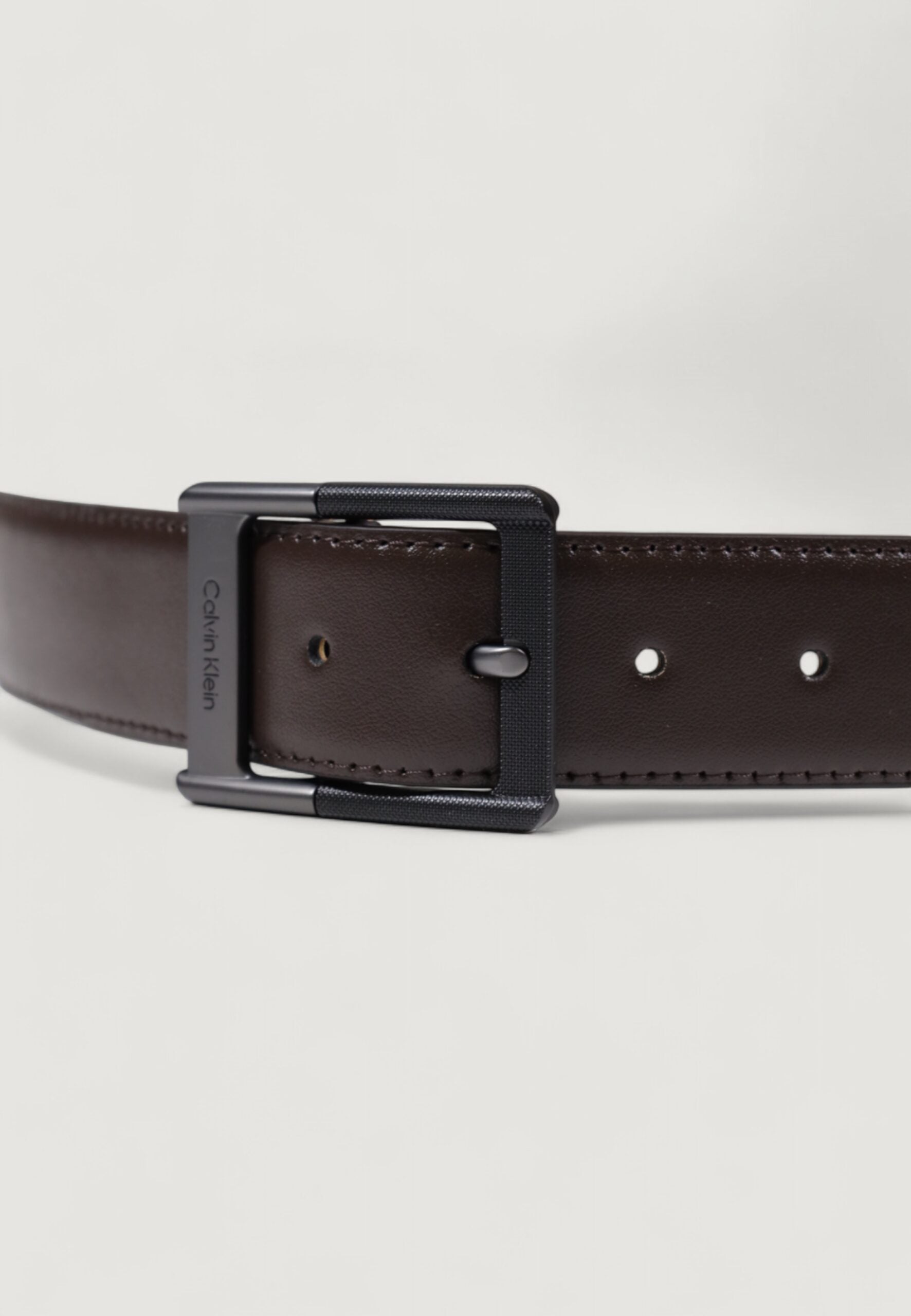 Calvin Klein Men's Classic Buckle Brown Leather Belt - 38mm