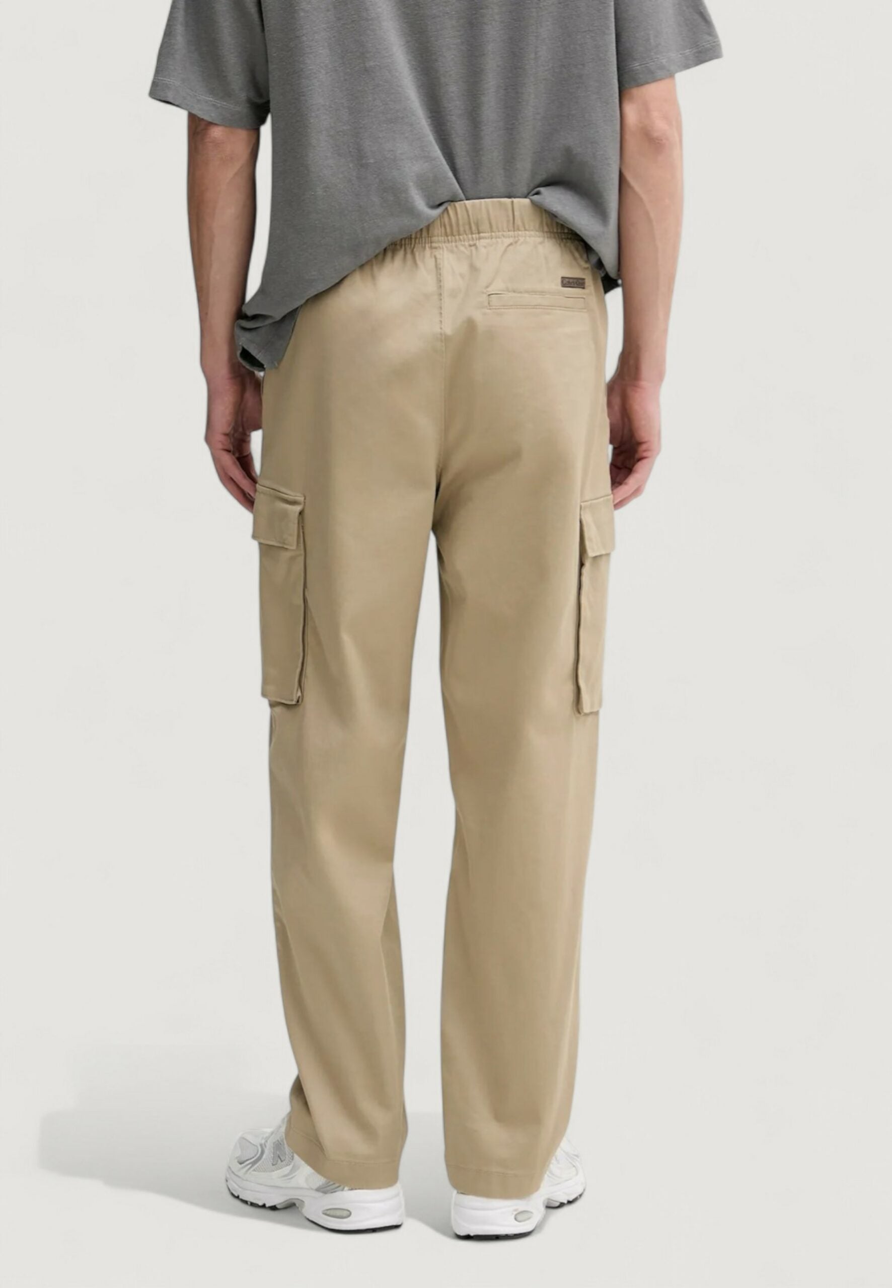 Calvin Klein Men's Light Beige Cotton Straight Fit Pull-On Pants