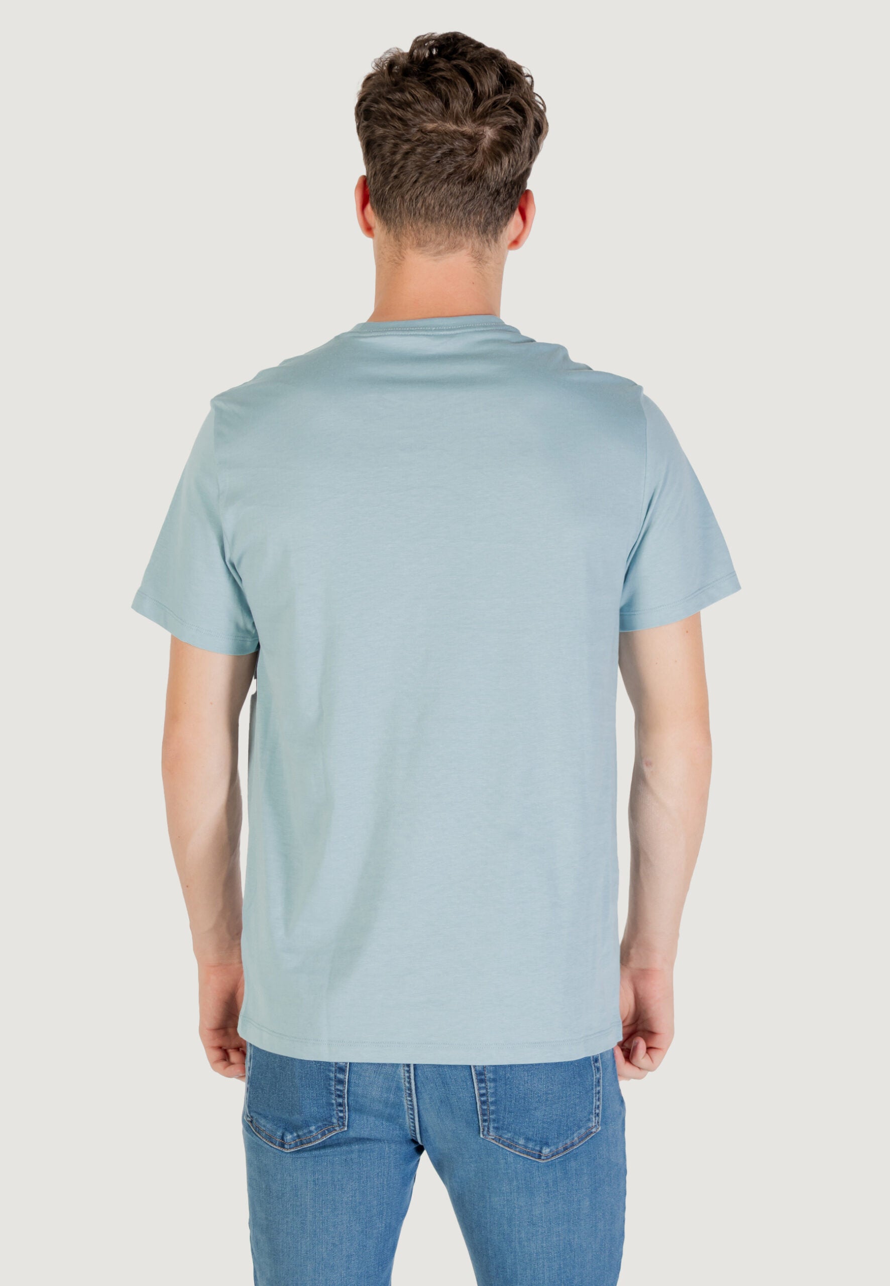 Calvin Klein Men's Light Blue T-Shirt - CK Box Logo Short Sleeve