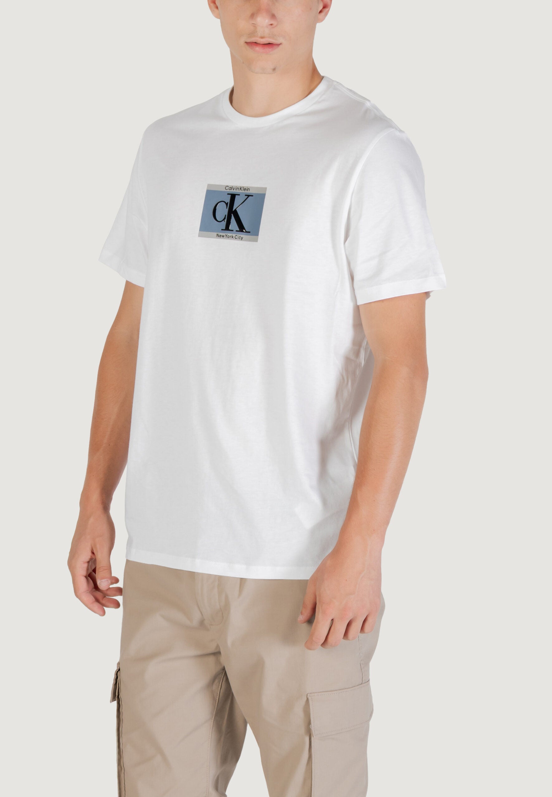 Calvin Klein Men's White CK Box Logo T-Shirt - Short Sleeve