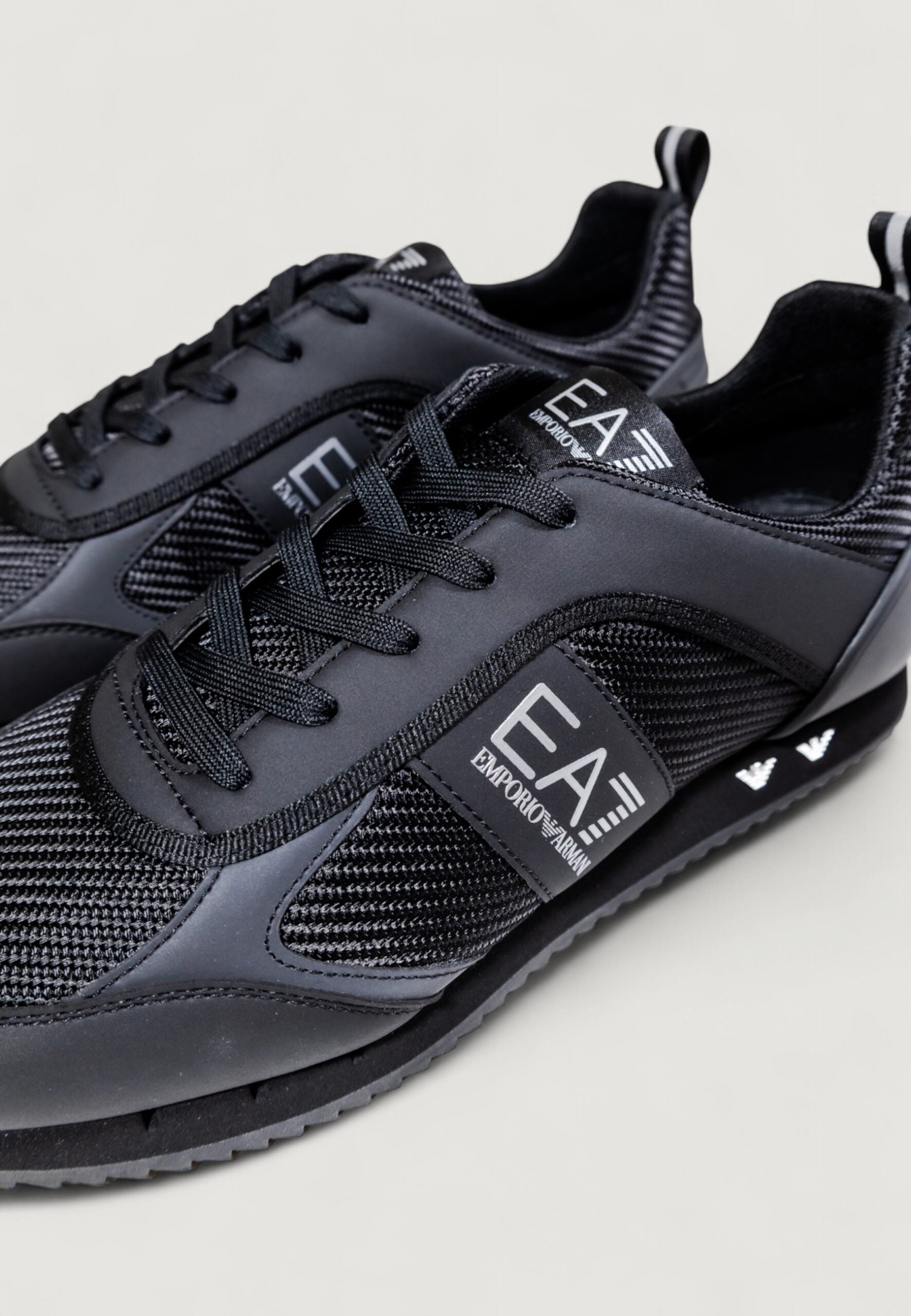 EA7 Men's Black and Silver Sneakers