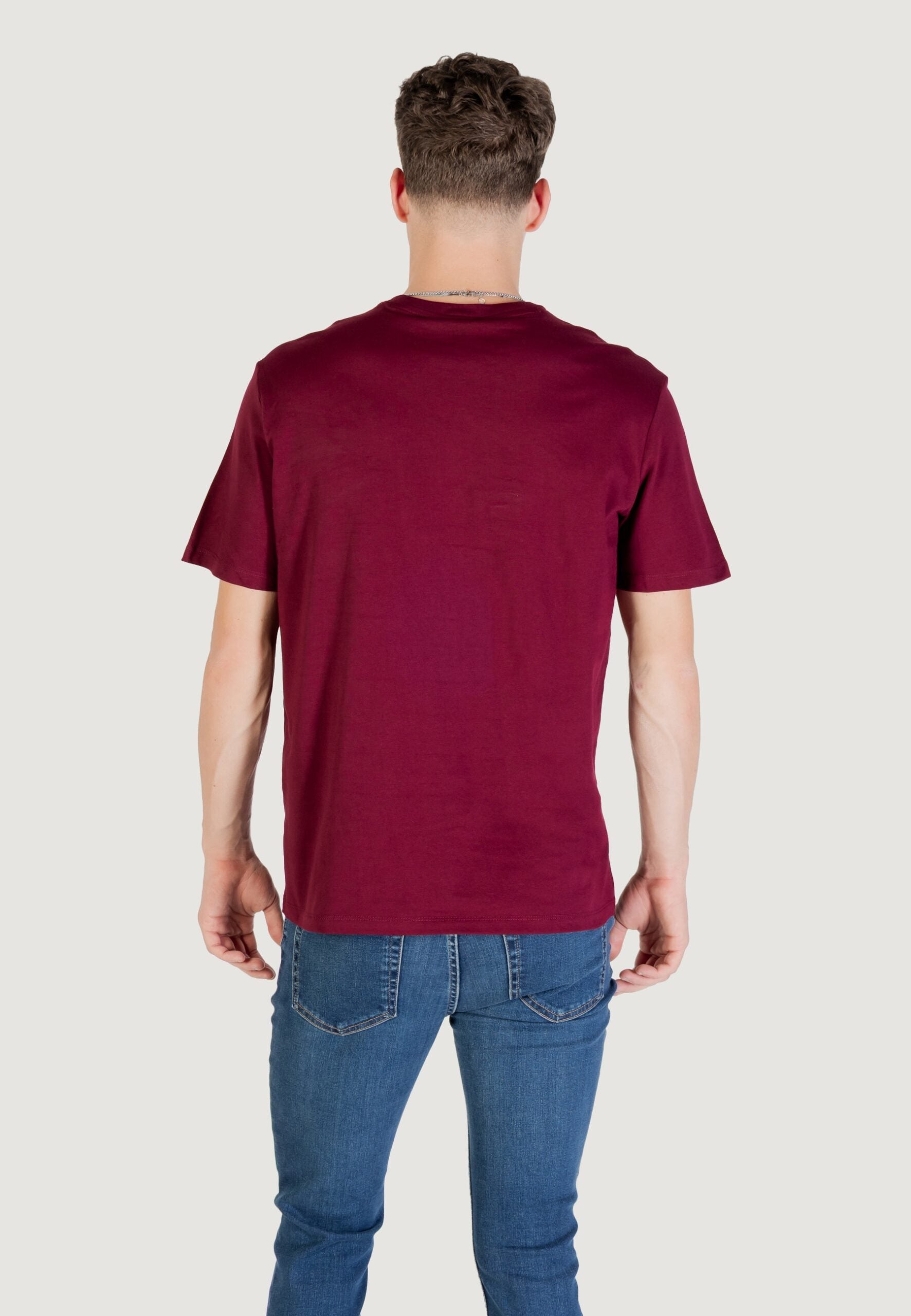 Calvin Klein Jeans Men's Bordeaux Smooth Cotton Solid T-Shirt