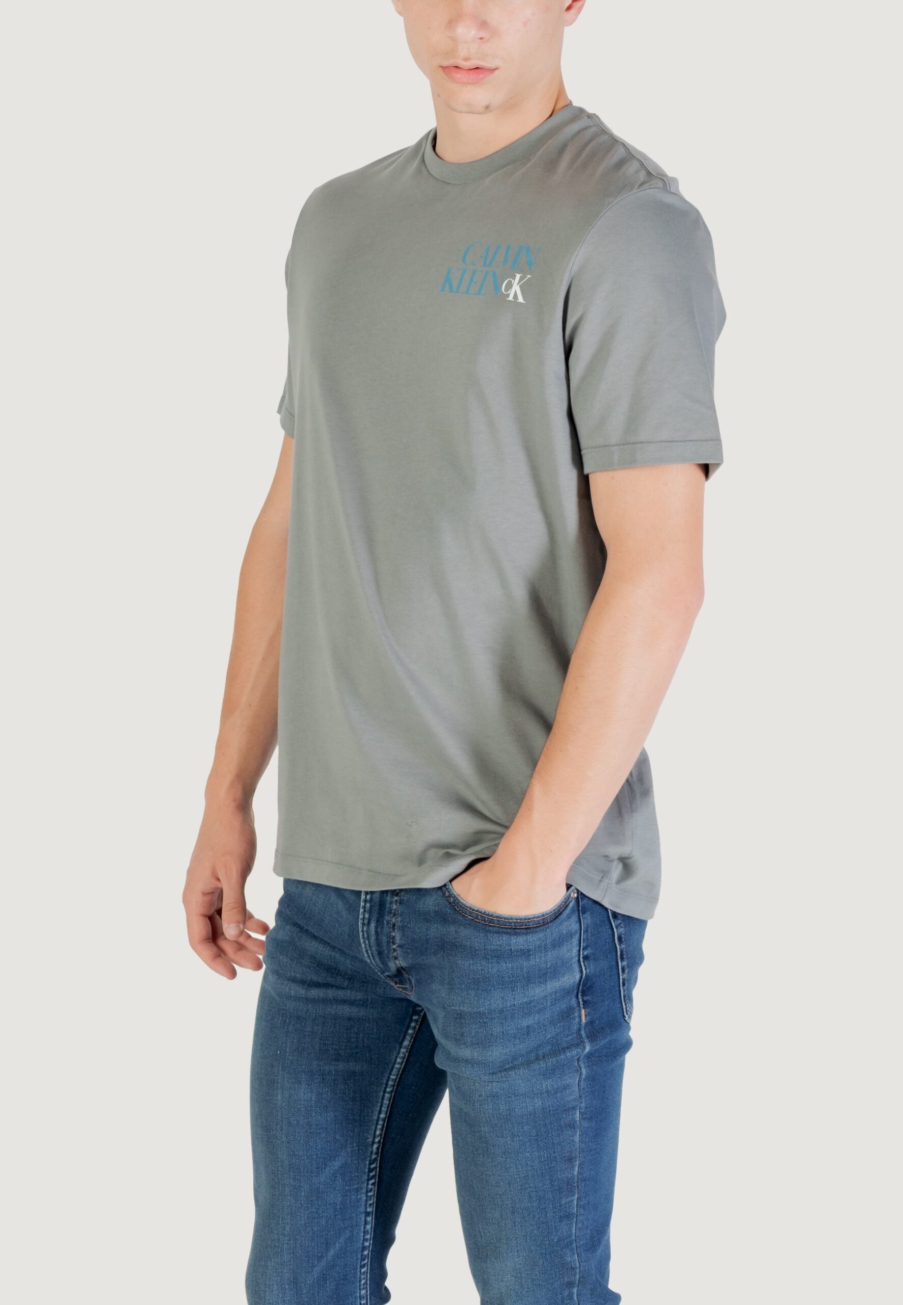 Calvin Klein Jeans Men's Dark Grey T-Shirt - CK New York Wordmark Logo