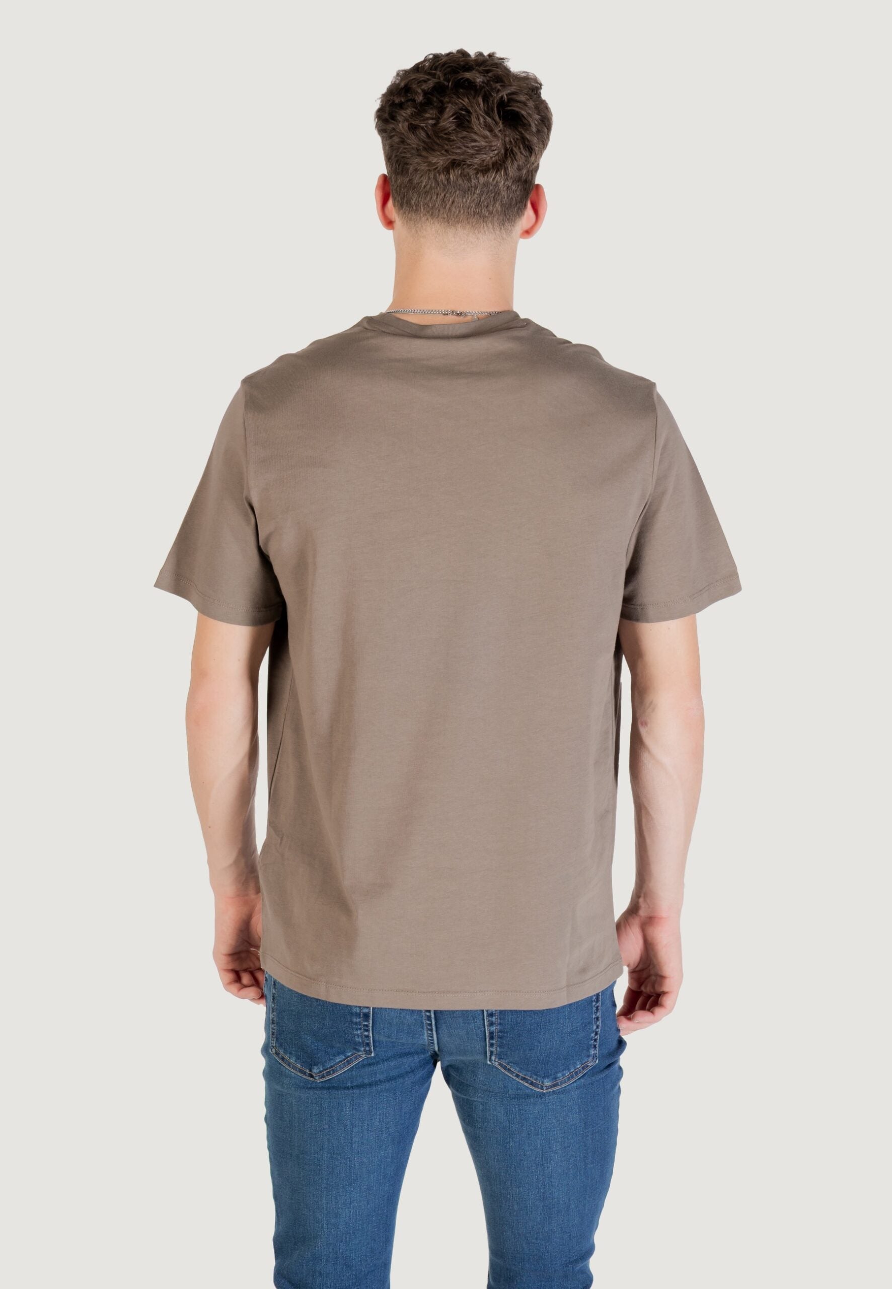 Calvin Klein Jeans Men's Earth Mud Smooth Cotton Solid T-Shirt