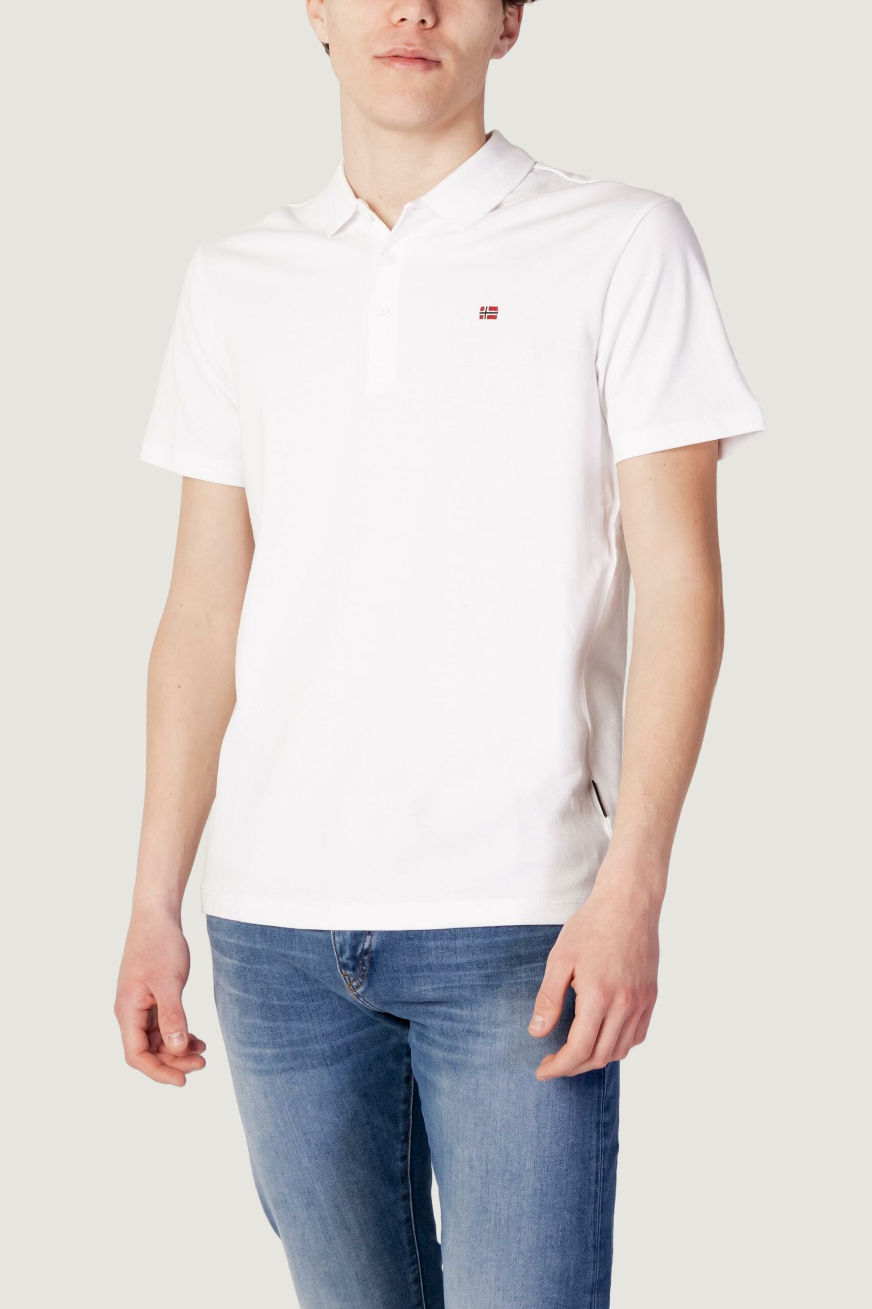 Napapijri Men's Ealis White Short Sleeve Polo Shirt