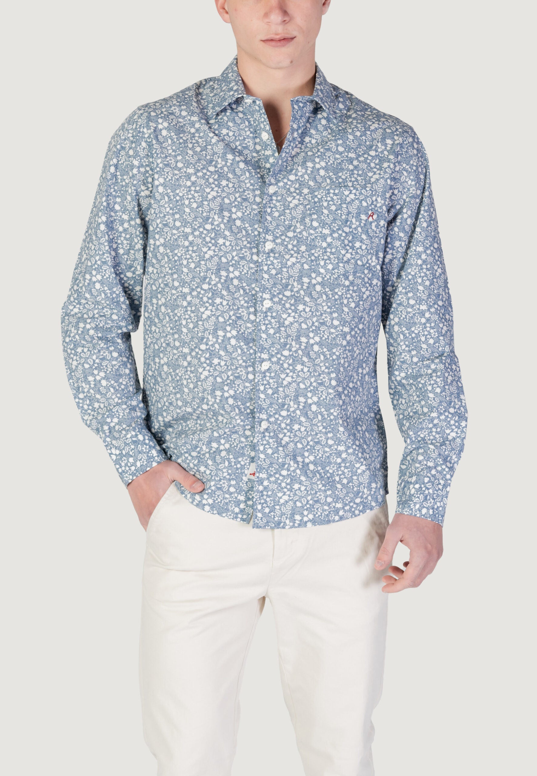 Replay Men's Long Sleeve Shirt - Light Blue Casual Style