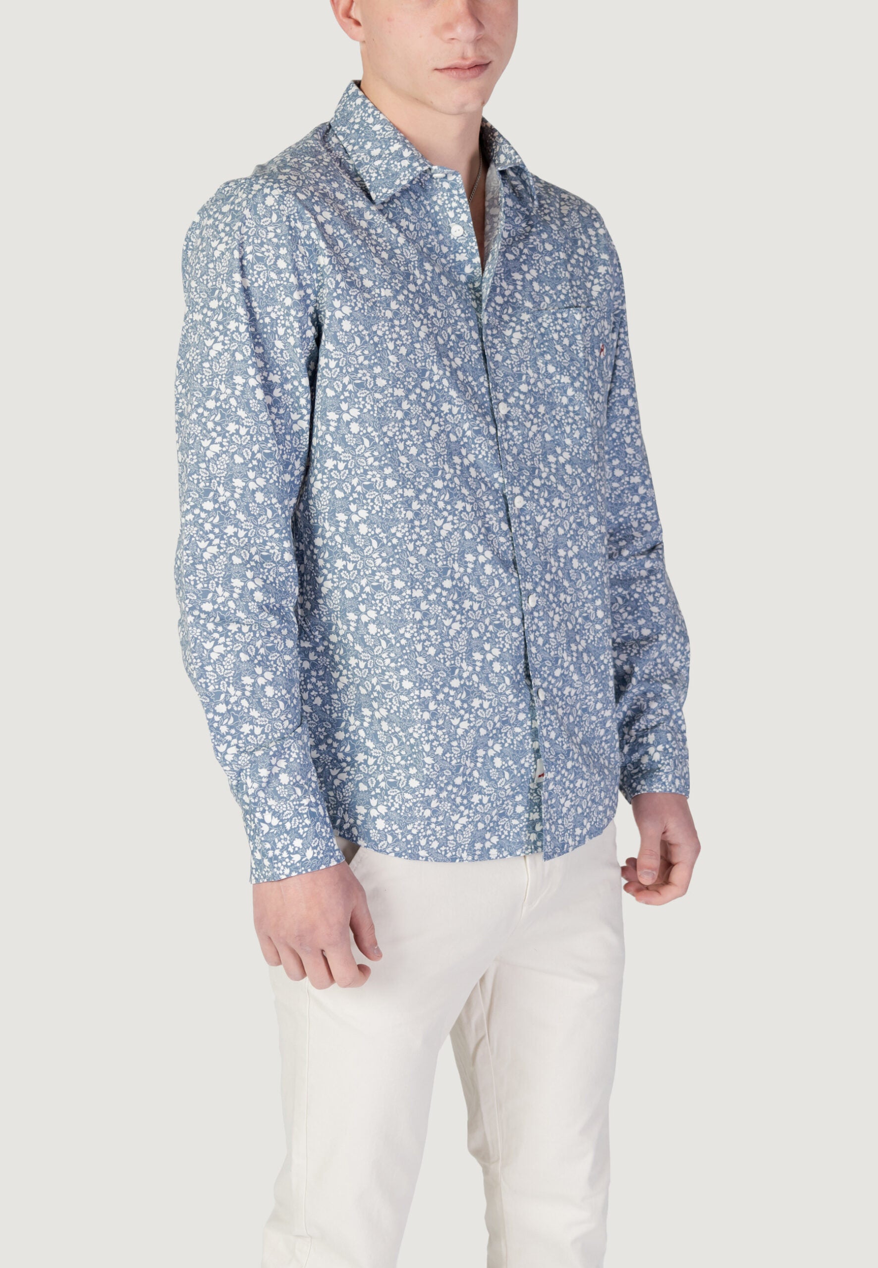 Replay Men's Long Sleeve Shirt - Light Blue Casual Style