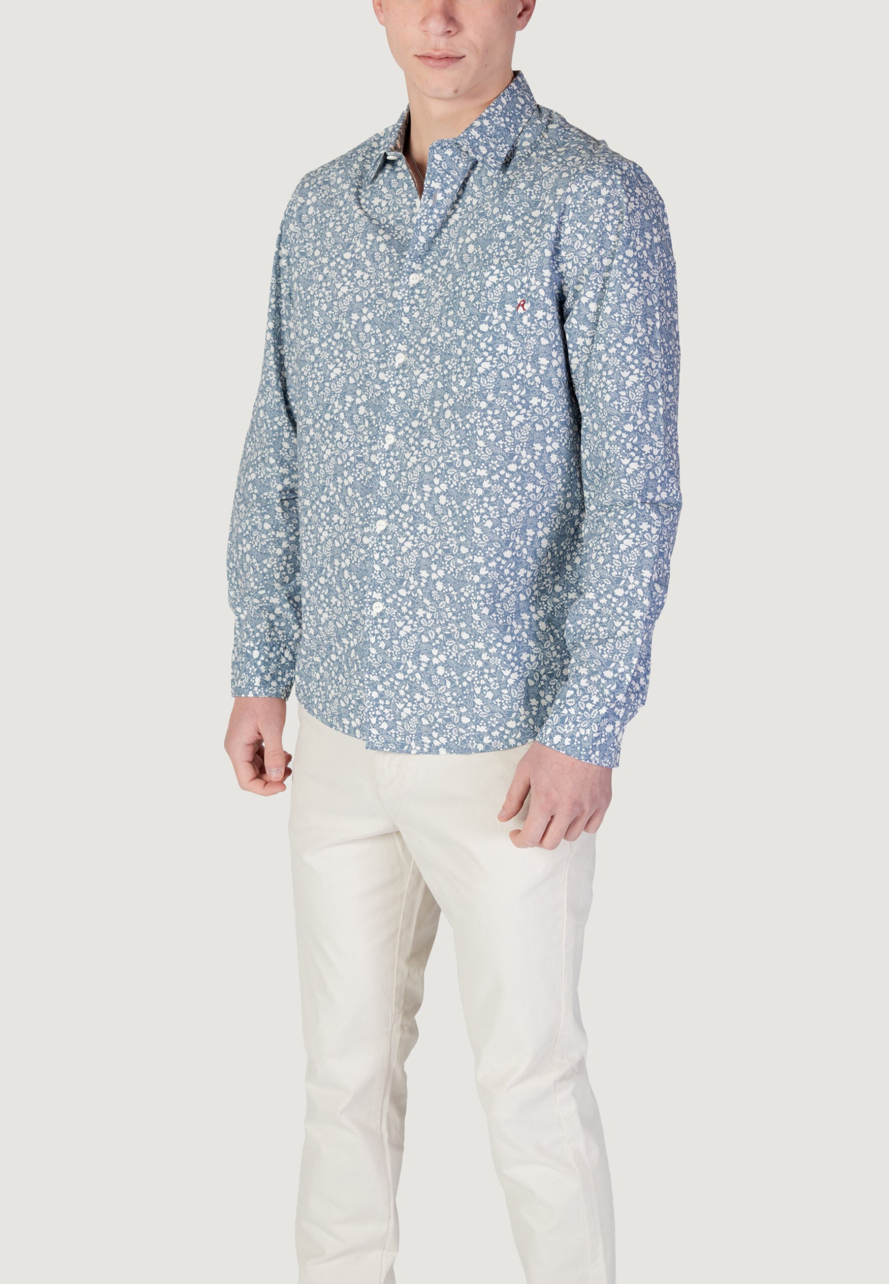 Replay Men's Long Sleeve Shirt - Light Blue Casual Style