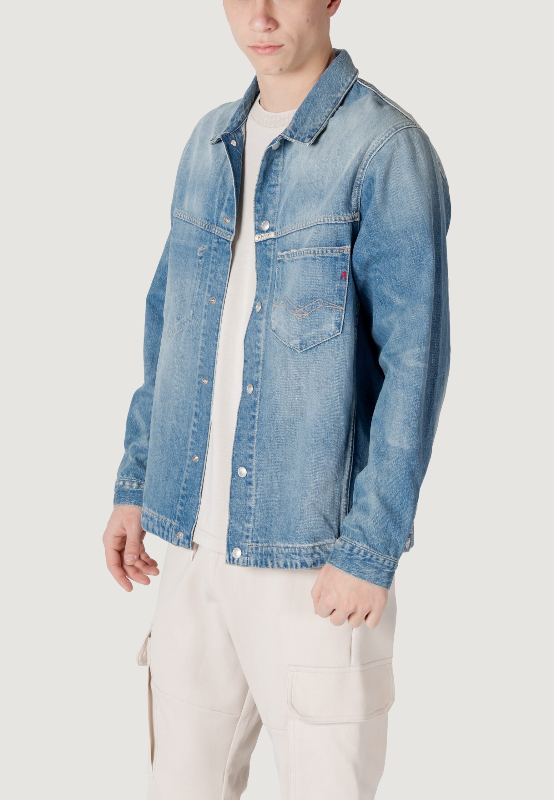 Replay Men's Light Denim Long Sleeve Shirt - Casual & Western Style