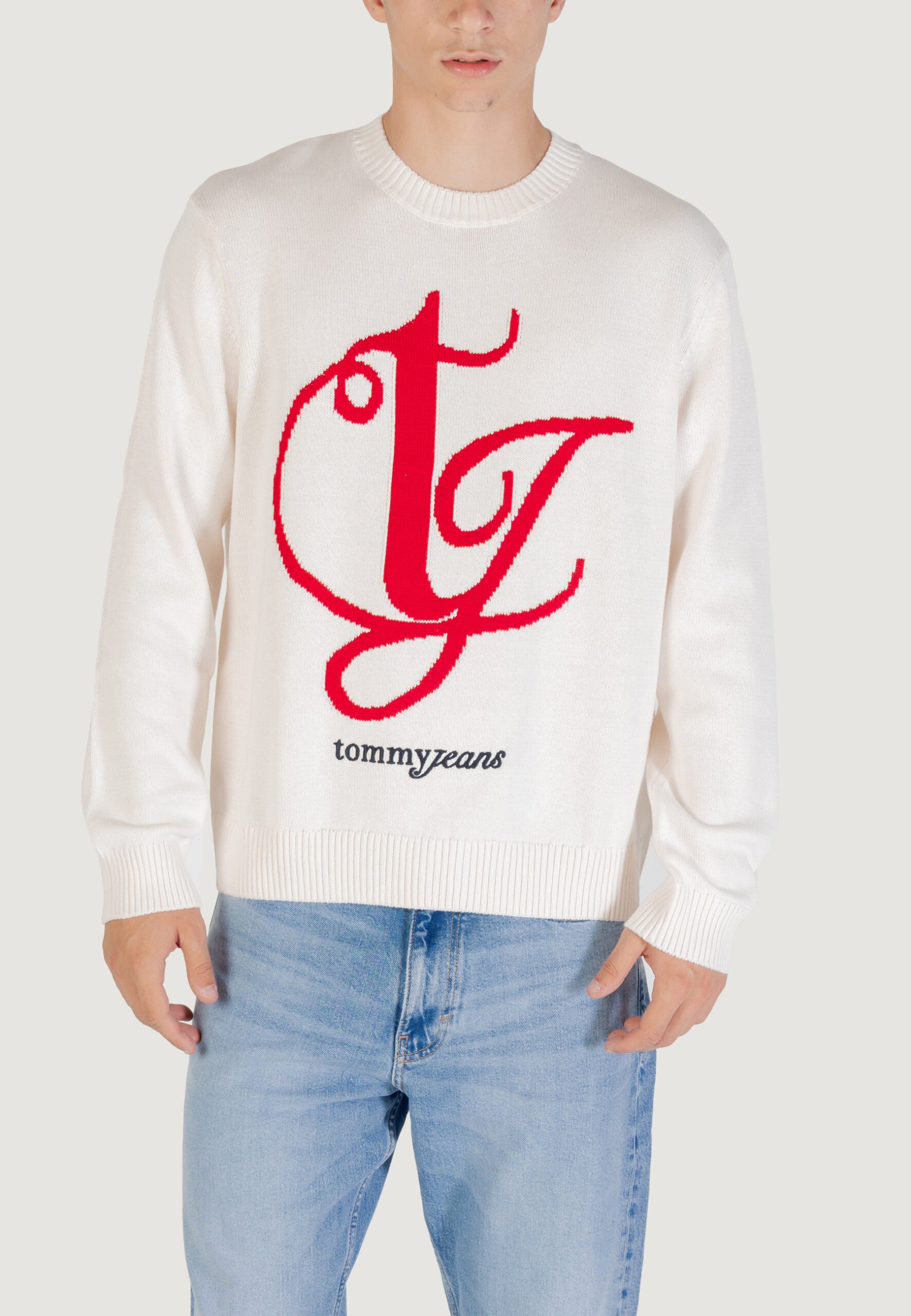 Tommy Hilfiger Jeans Men's Regular Monogram Crewneck Sweater - Cream
