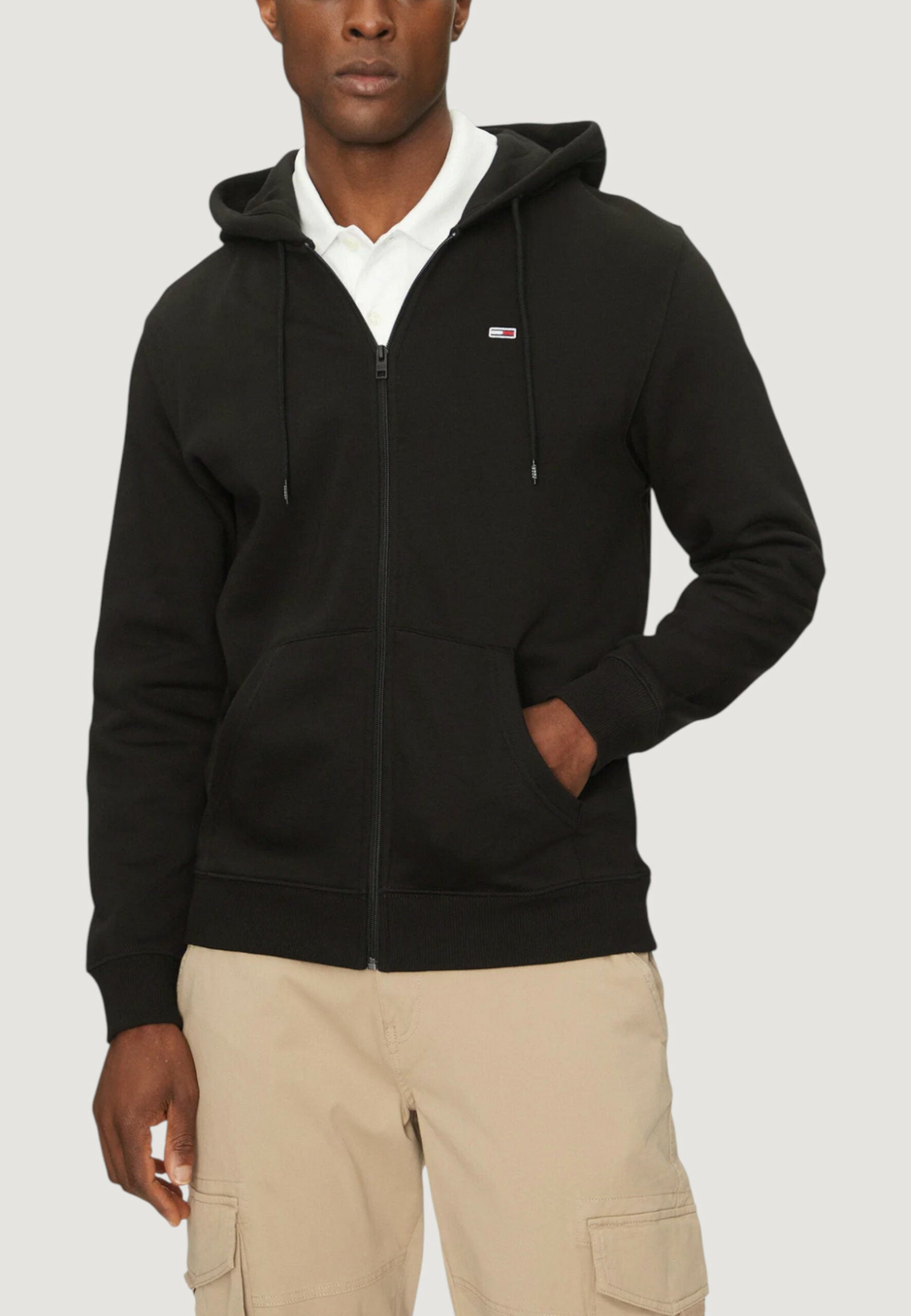 Tommy Hilfiger Jeans TJM Men's Black Essential Flag Zip-Up Hoodie