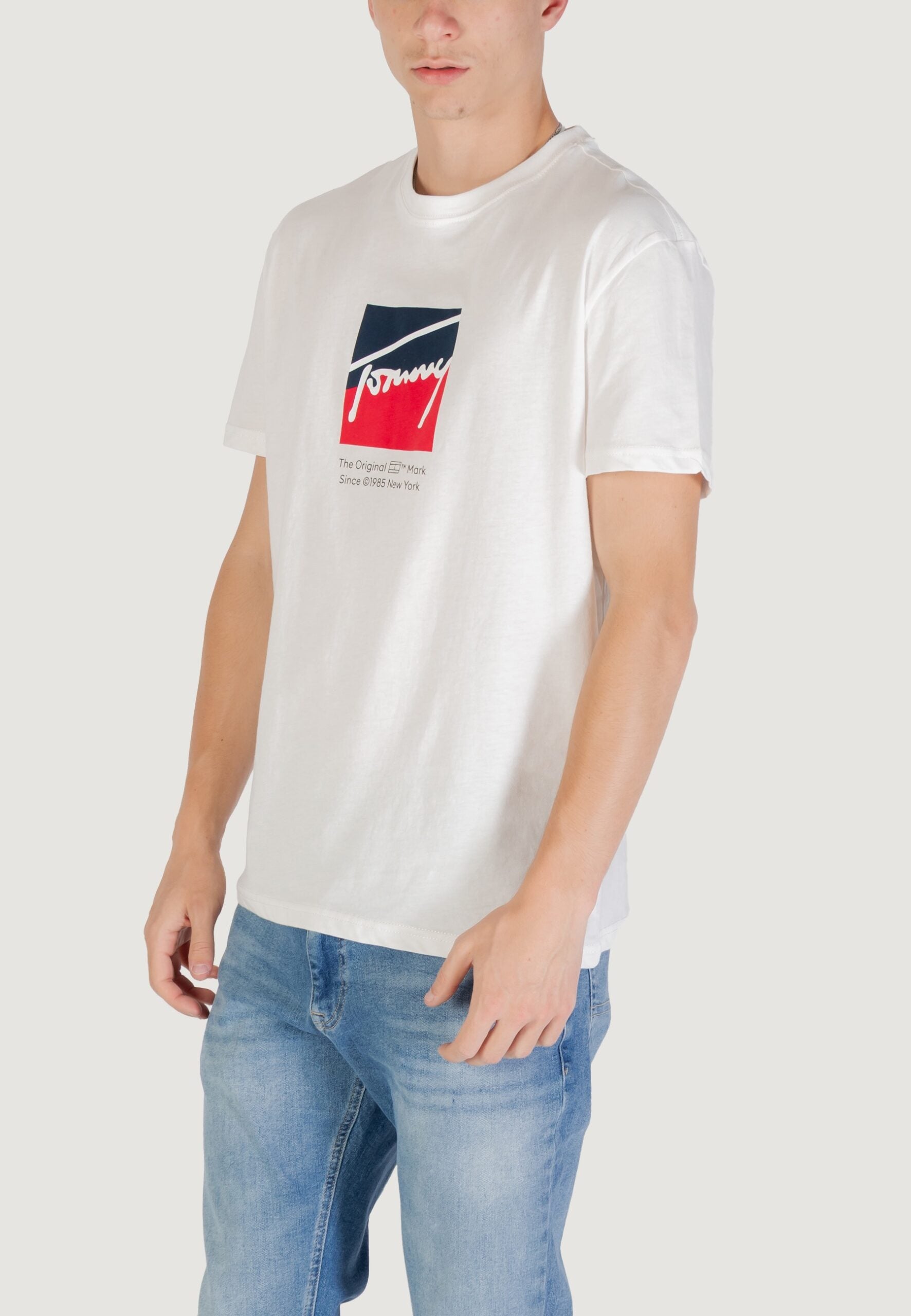 Tommy Hilfiger Jeans TJM Regular Fit Cream T-Shirt - RWB DNA Flag Logo