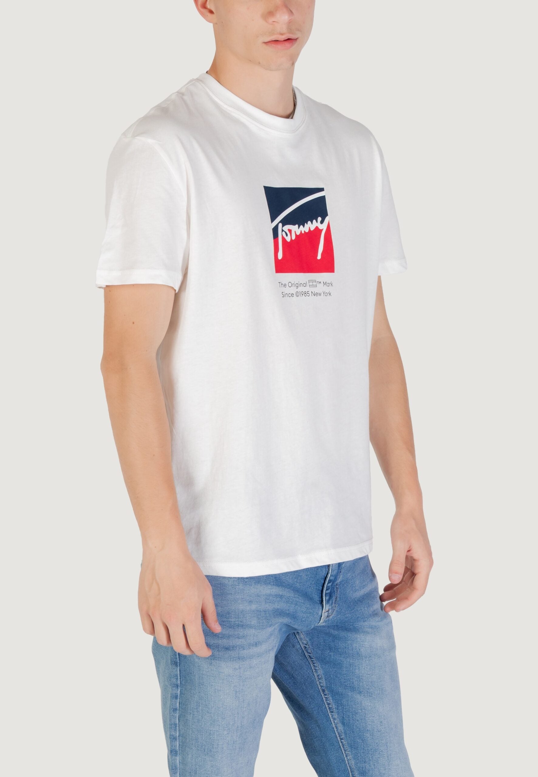 Tommy Hilfiger Jeans TJM Regular Fit Cream T-Shirt - RWB DNA Flag Logo
